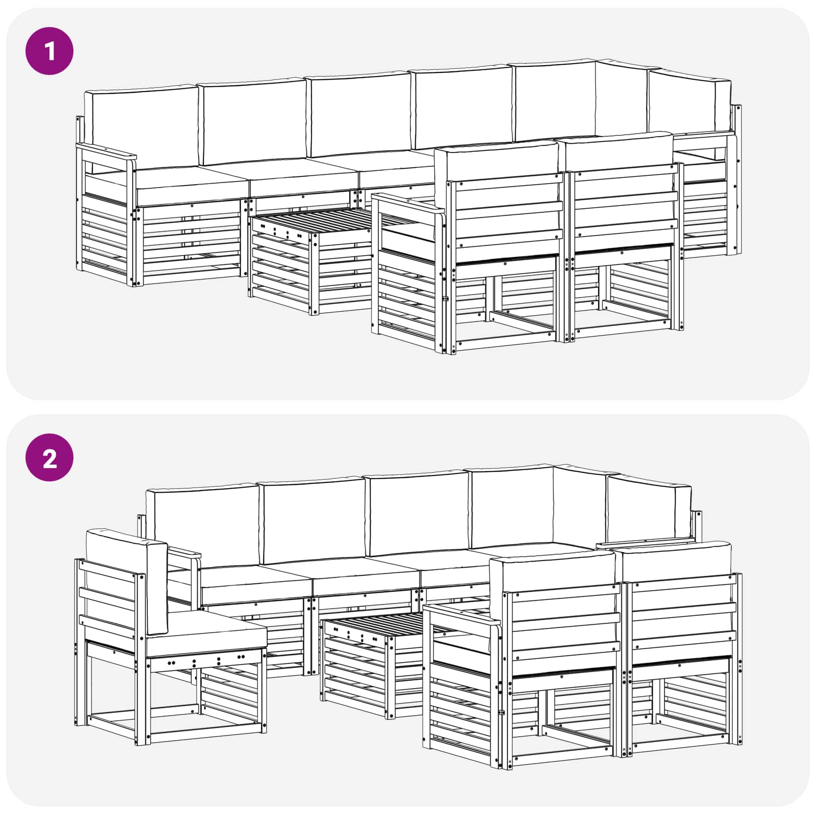 Setovi sofa s jastukom 9 pcs Prirodna i bež Čvrsto drvo akacije