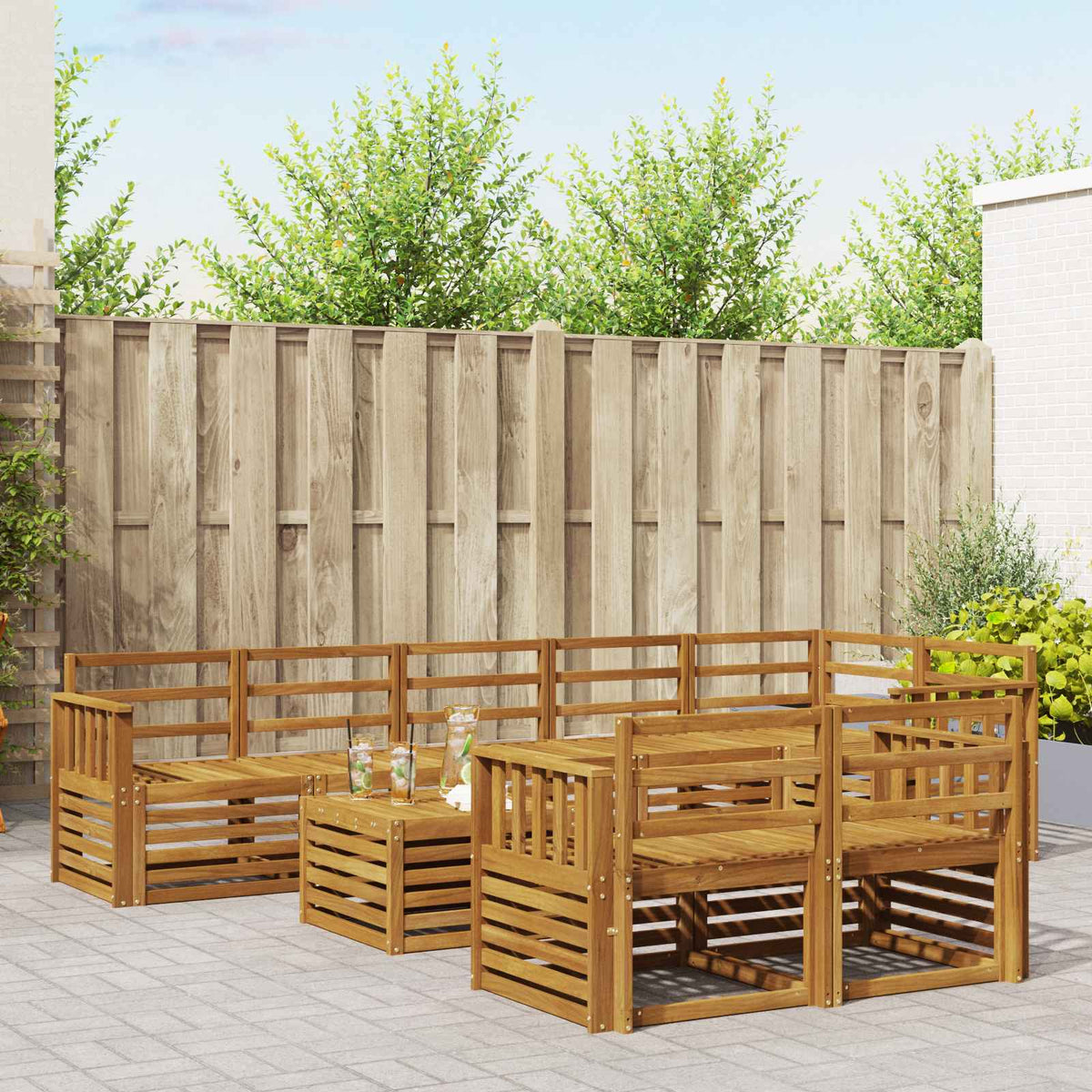 Set vanjskih sofa 9 kom. Prirodna Poliester