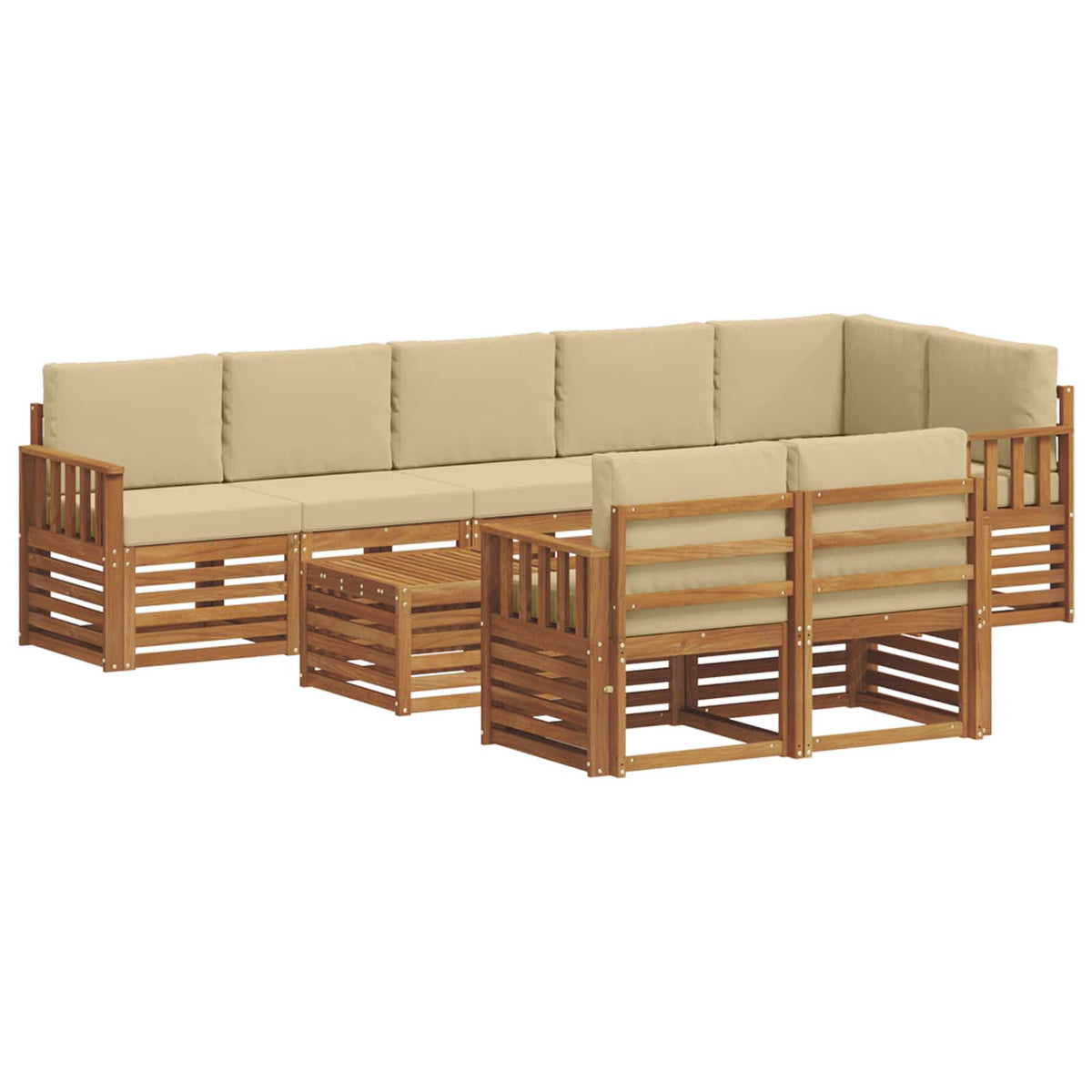 Set vanjskih sofa 9 kom. Prirodna i bež Poliester
