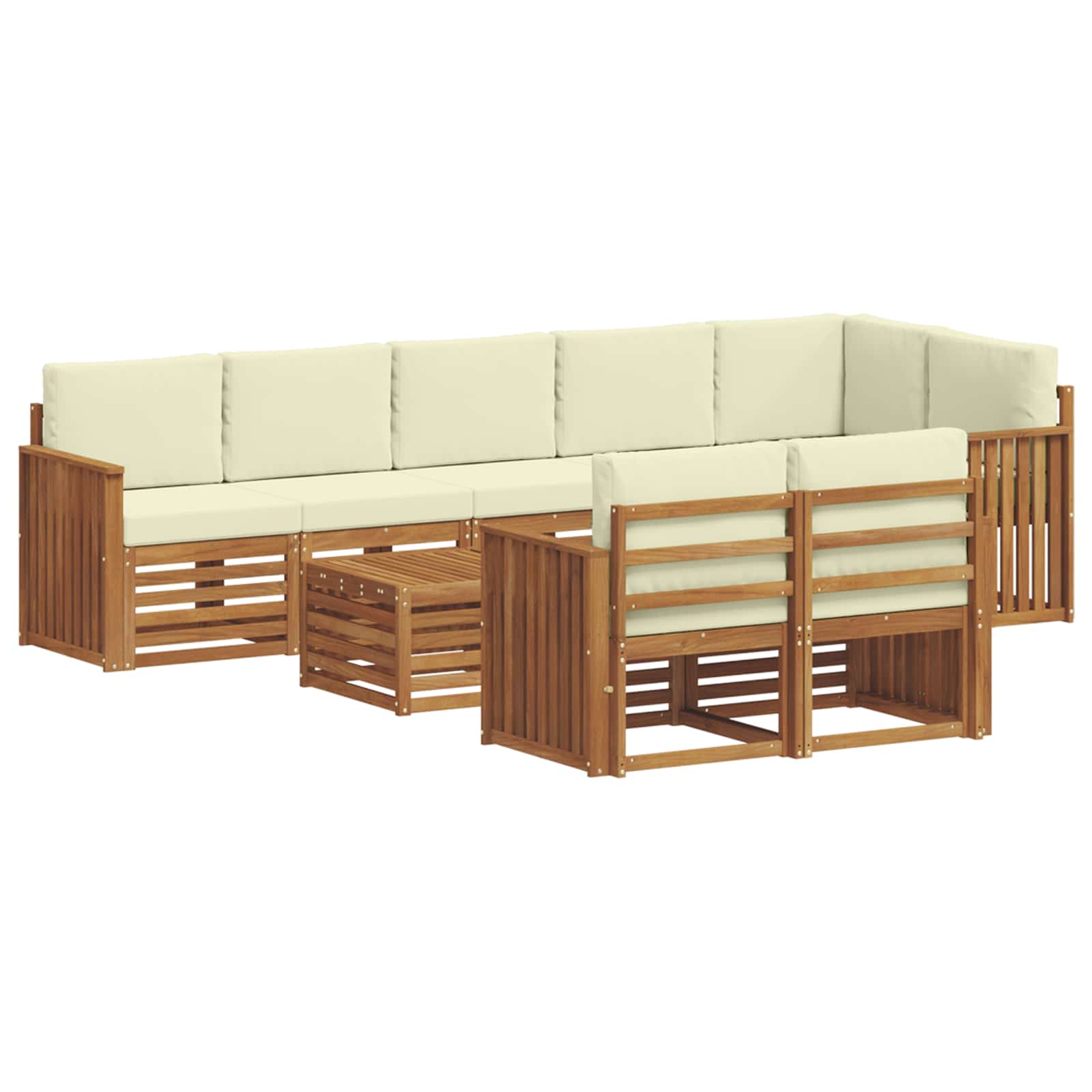 Setovi sofa 9 pcs Prirodna i krem Čvrsto drvo akacije