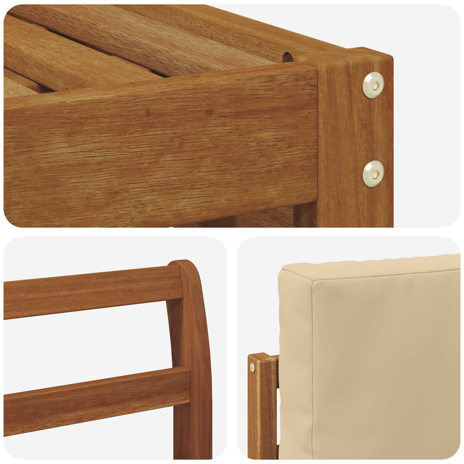 Setovi sofa s jastukom 9 pcs Prirodna i bež Čvrsto drvo akacije