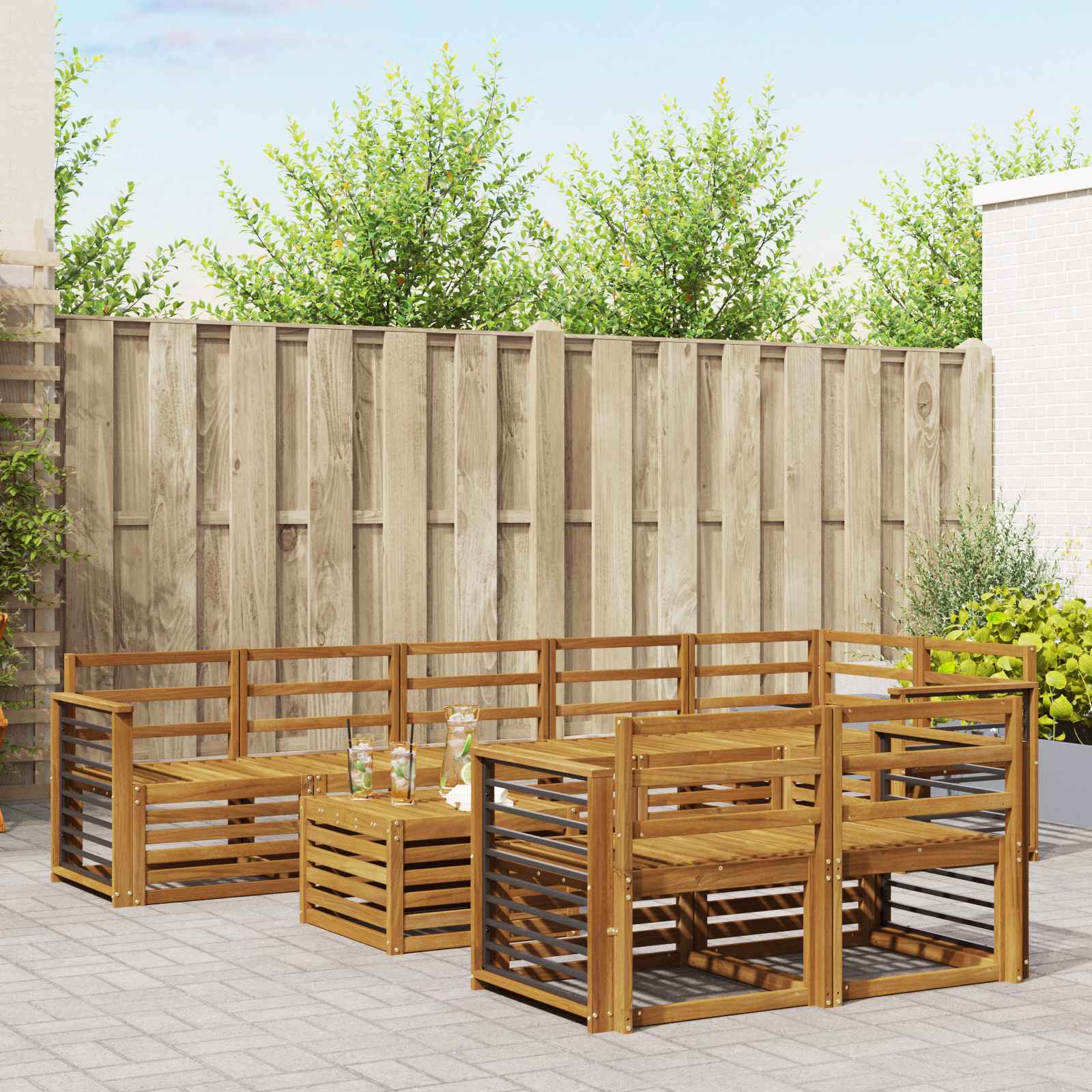 Setovi sofa 9 pcs Prirodna Čvrsto drvo akacije