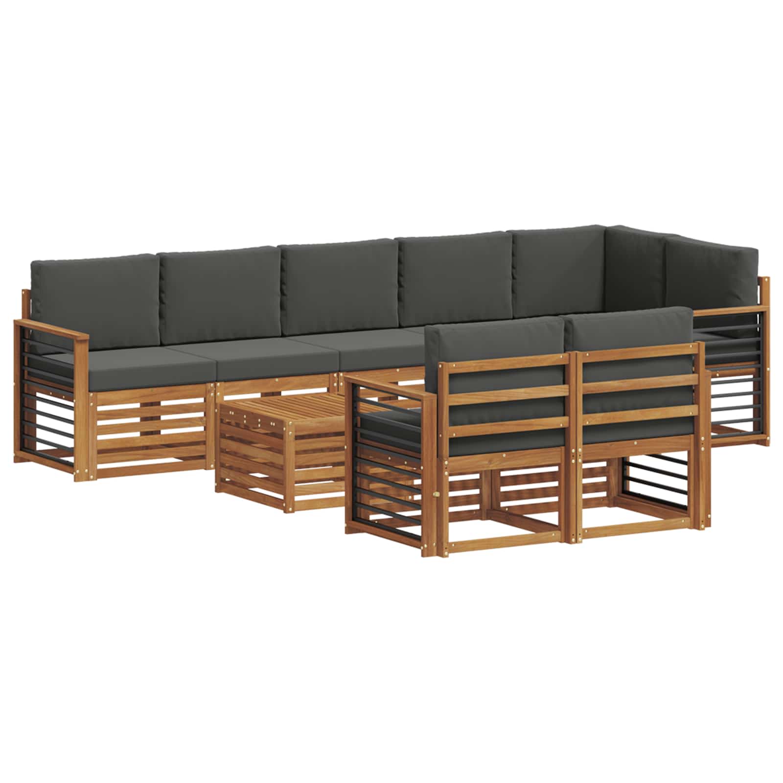 Setovi sofa 9 pcs Prirodna i antracit Čvrsto drvo akacije