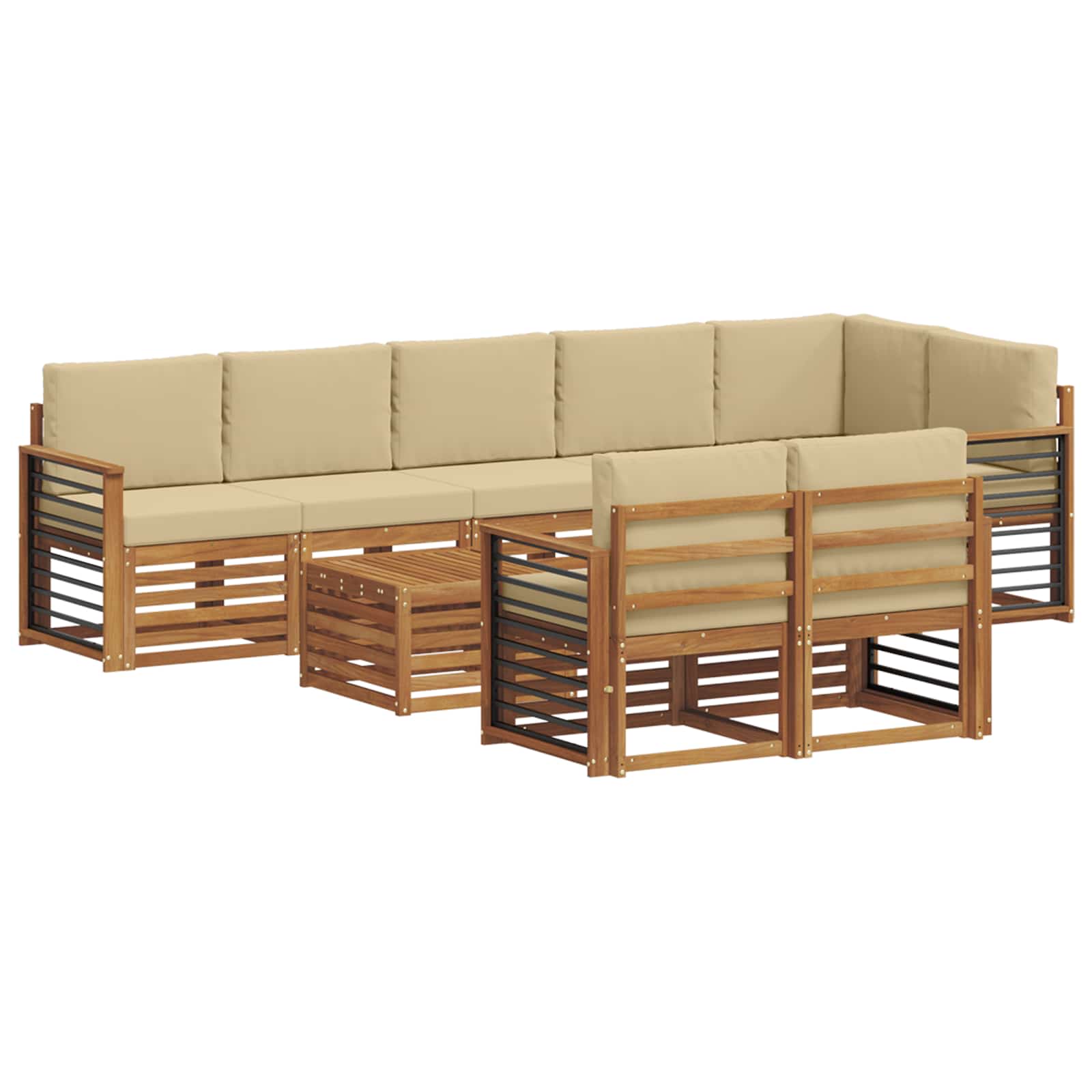 Set vanjskih sofa 9 kom. Prirodna i bež Poliester