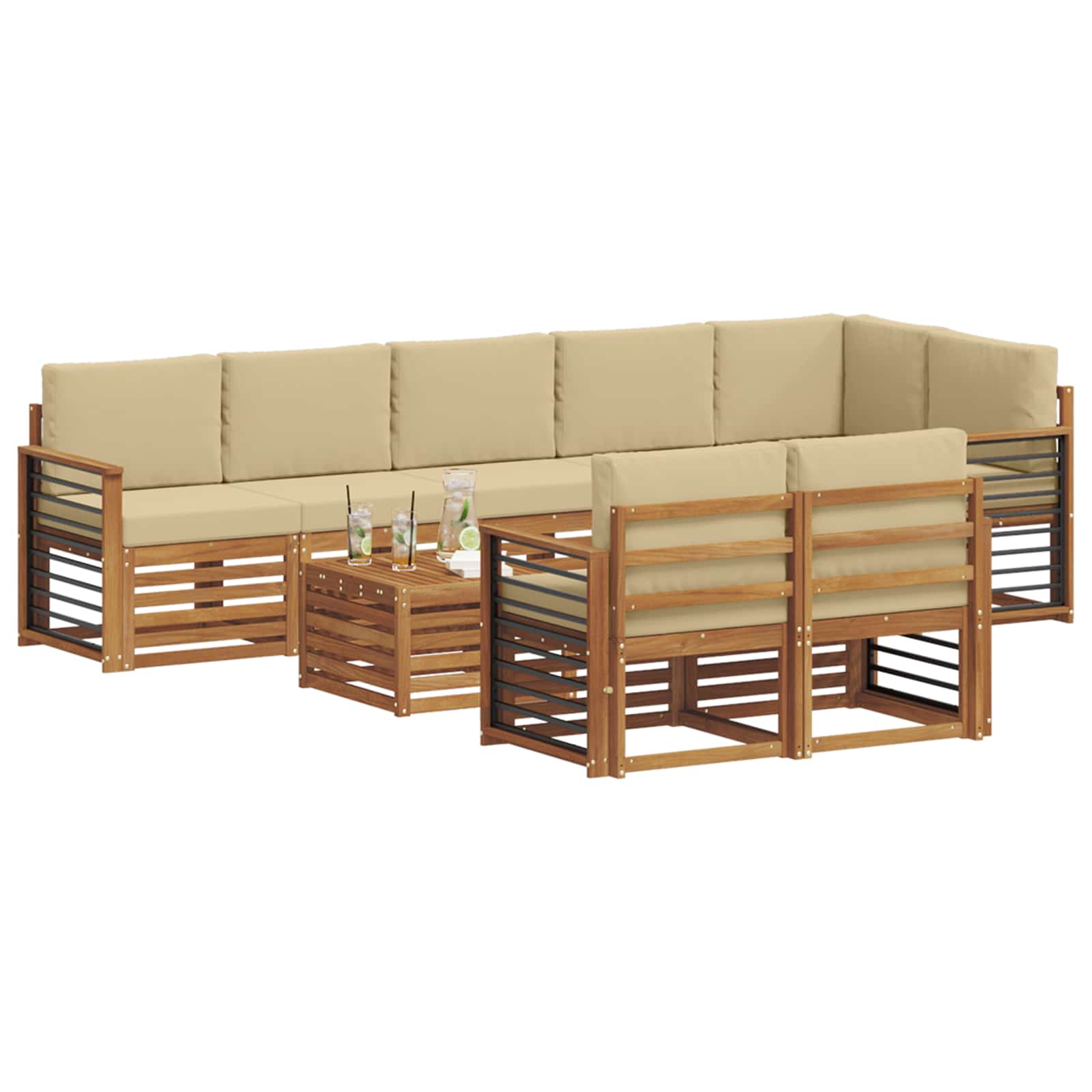 Set vanjskih sofa 9 kom. Prirodna i bež Poliester