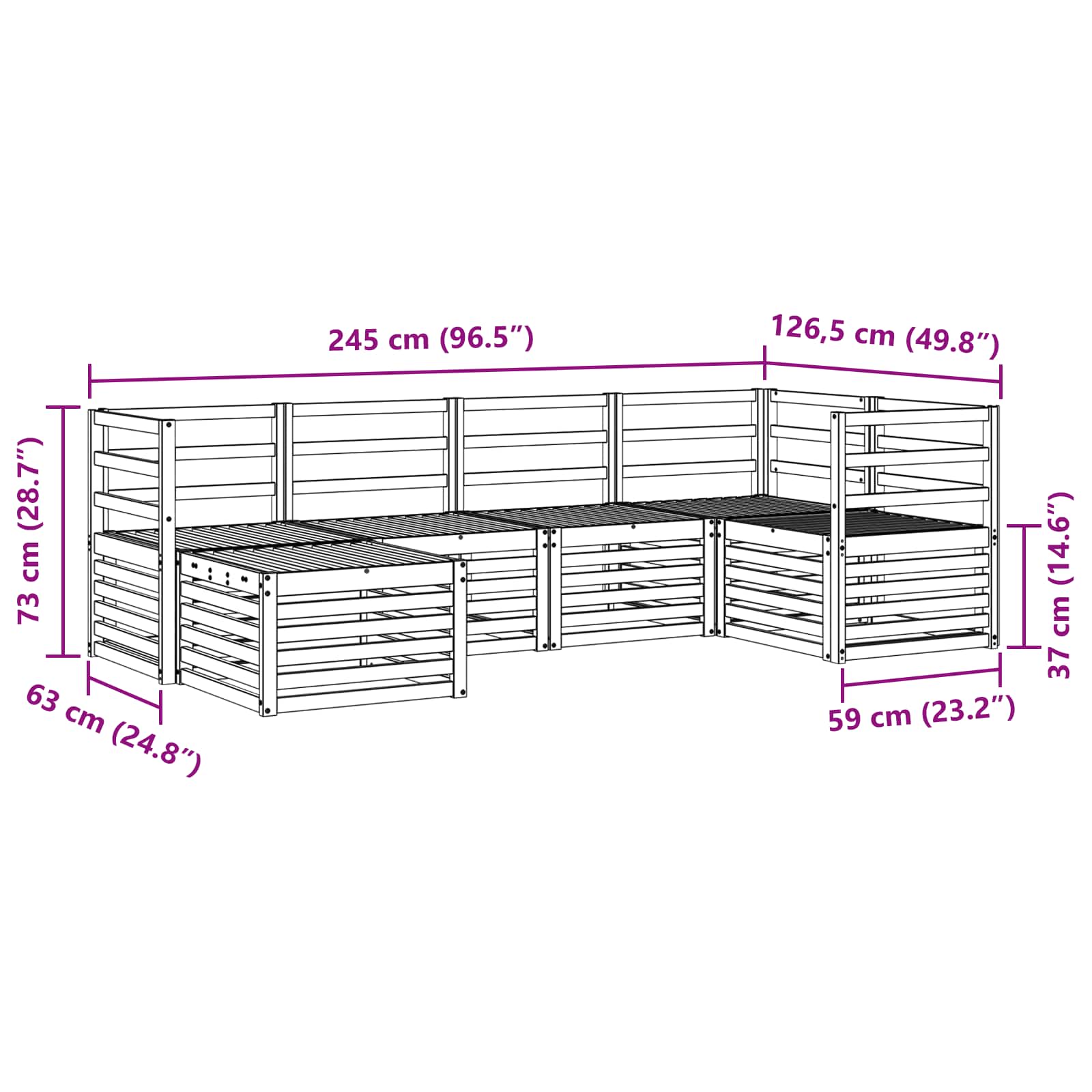 Sekcijska garnitura 6 pcs Prirodna