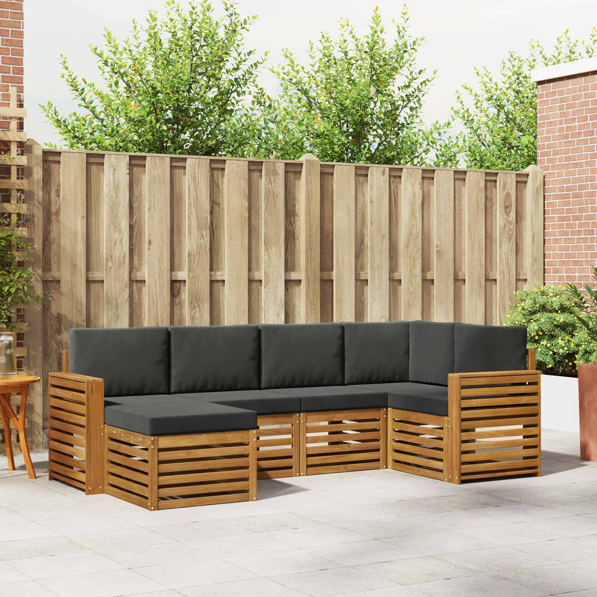 Set vanjskih sofa 6 kom. Prirodna i antracit Poliester 251 x 132,5 x 73 cm