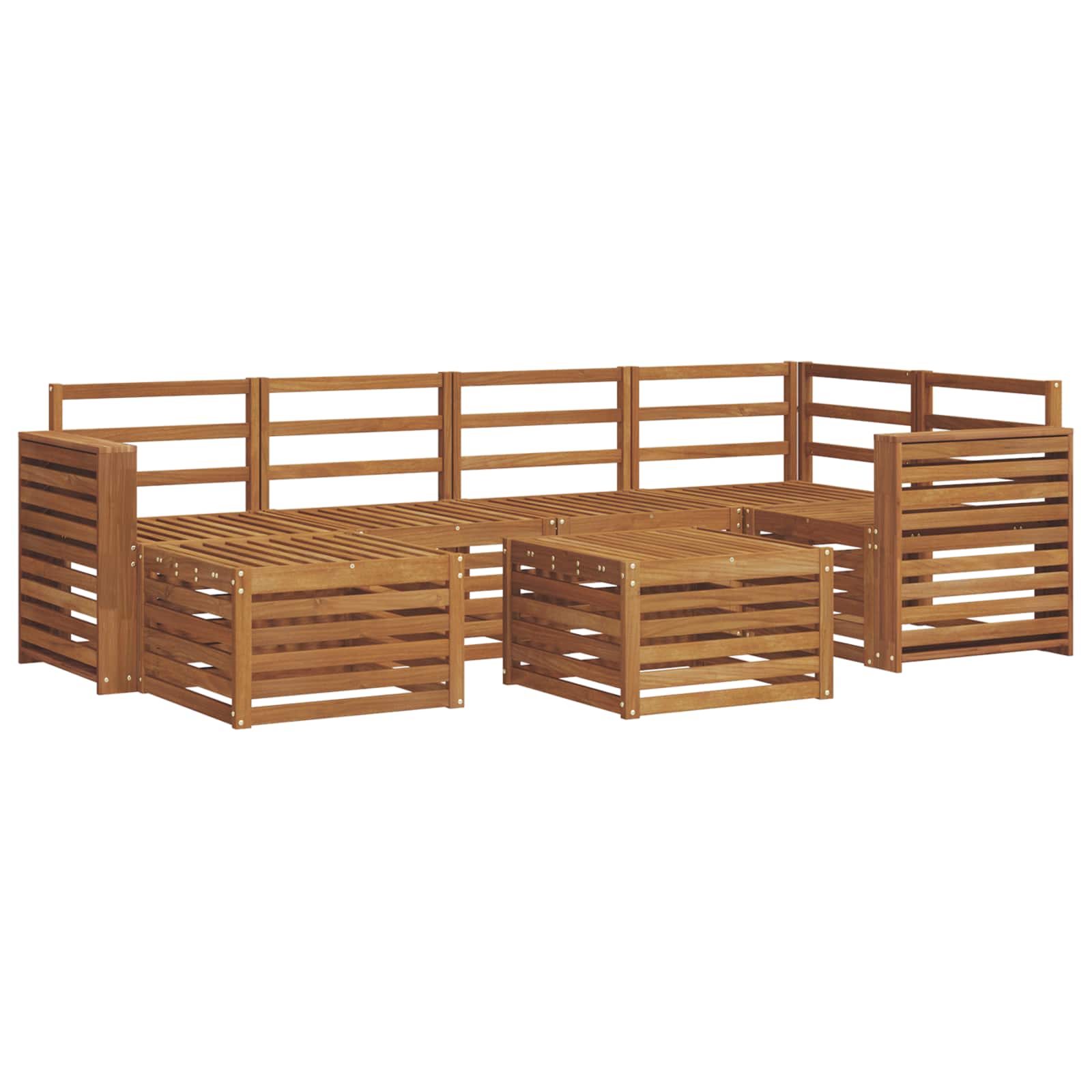 Sekcijska garnitura 7 pcs Prirodna Čvrsto drvo akacije