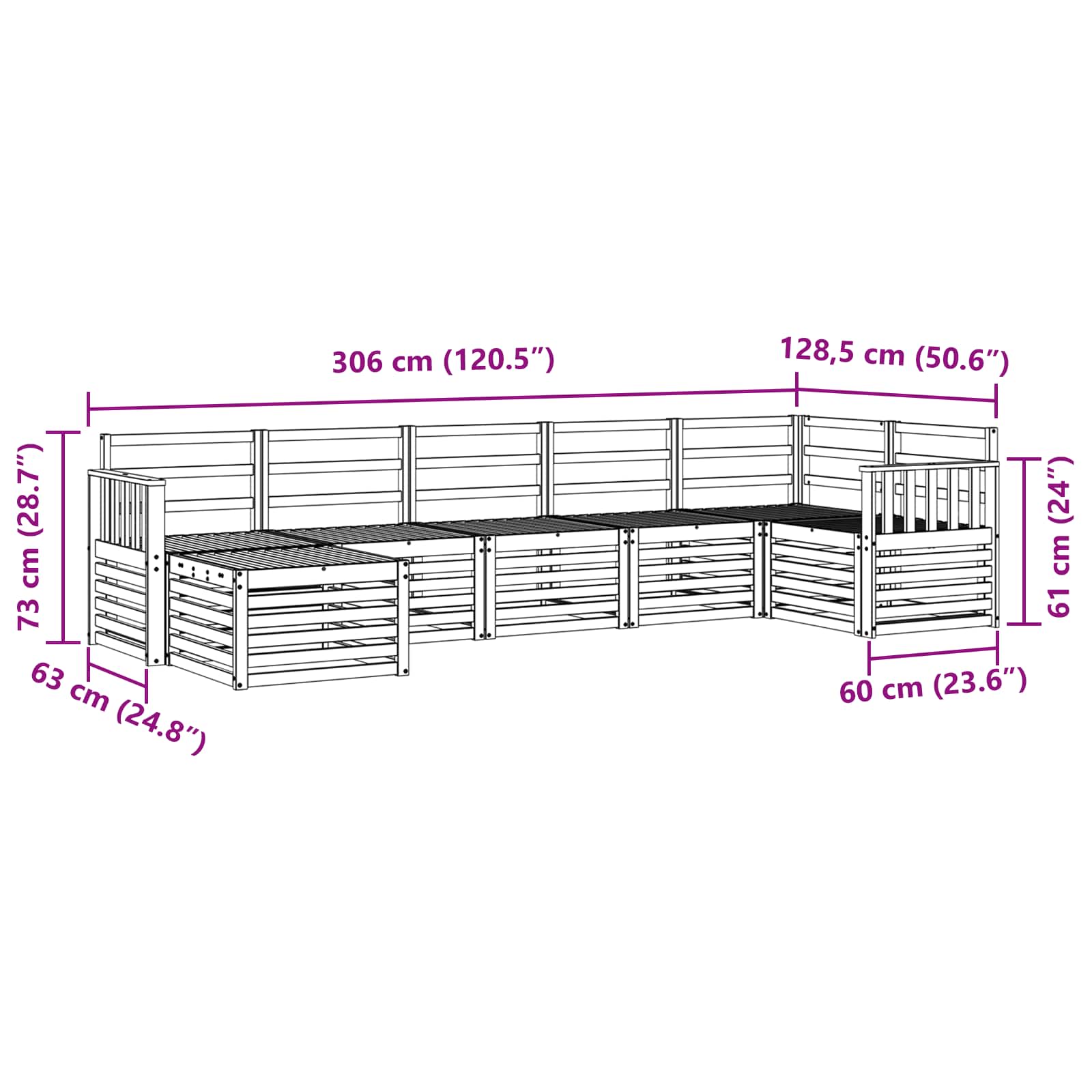 Sekcijska garnitura 7 pcs Prirodna
