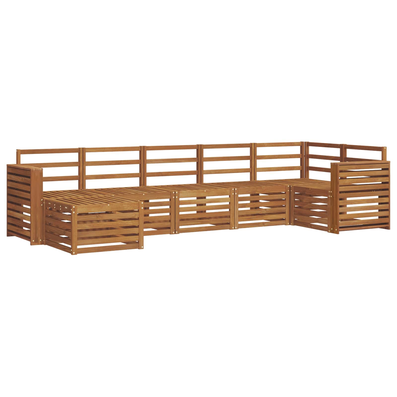Sekcijska garnitura 7 pcs Prirodna Čvrsto drvo akacije
