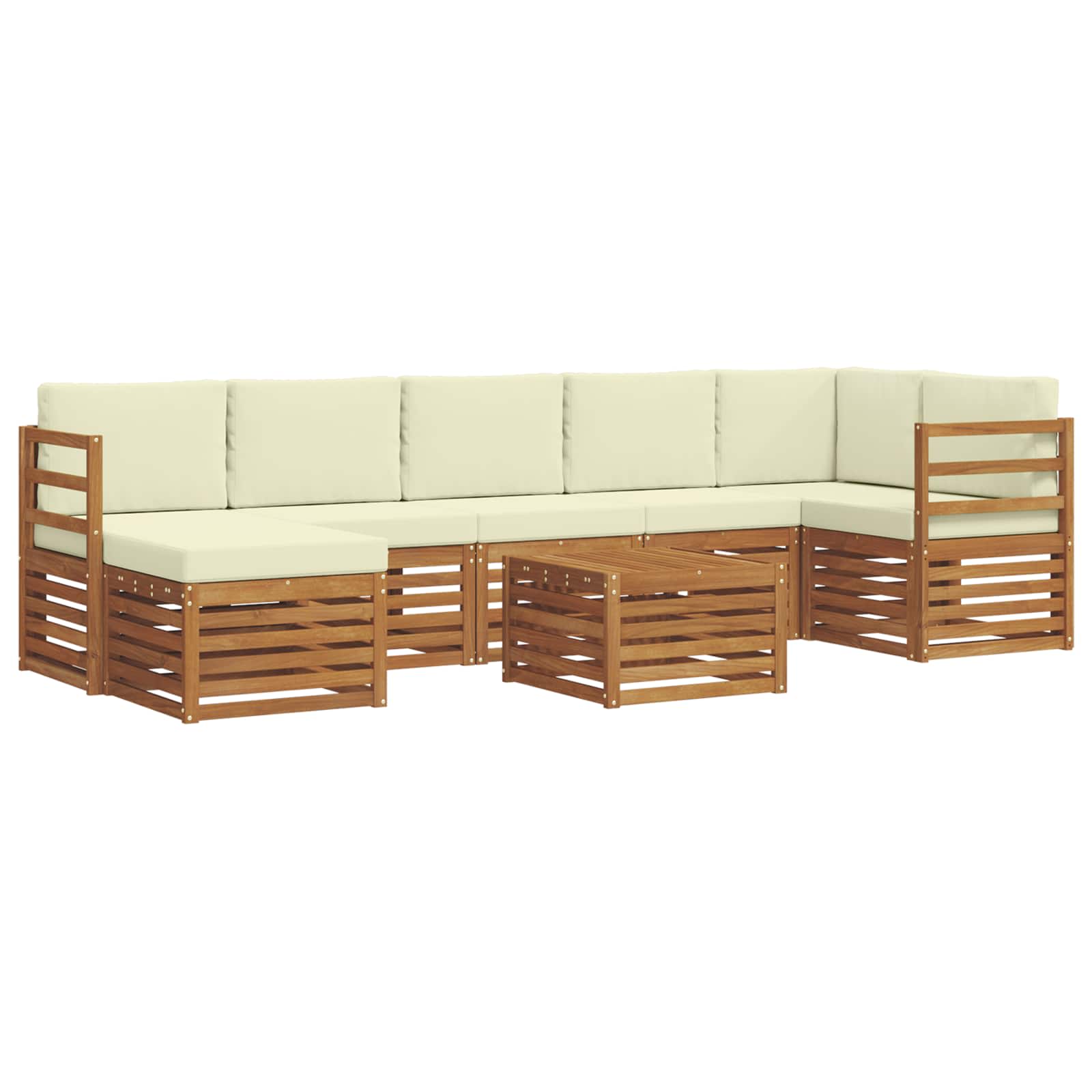 Set vanjskih sofa 8 pcs Prirodna i krem Čvrsto drvo akacije