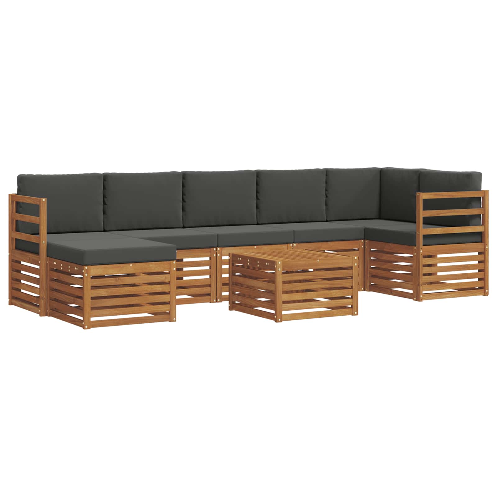 Set vanjskih sofa 8 pcs Prirodna i antracit Čvrsto drvo akacije