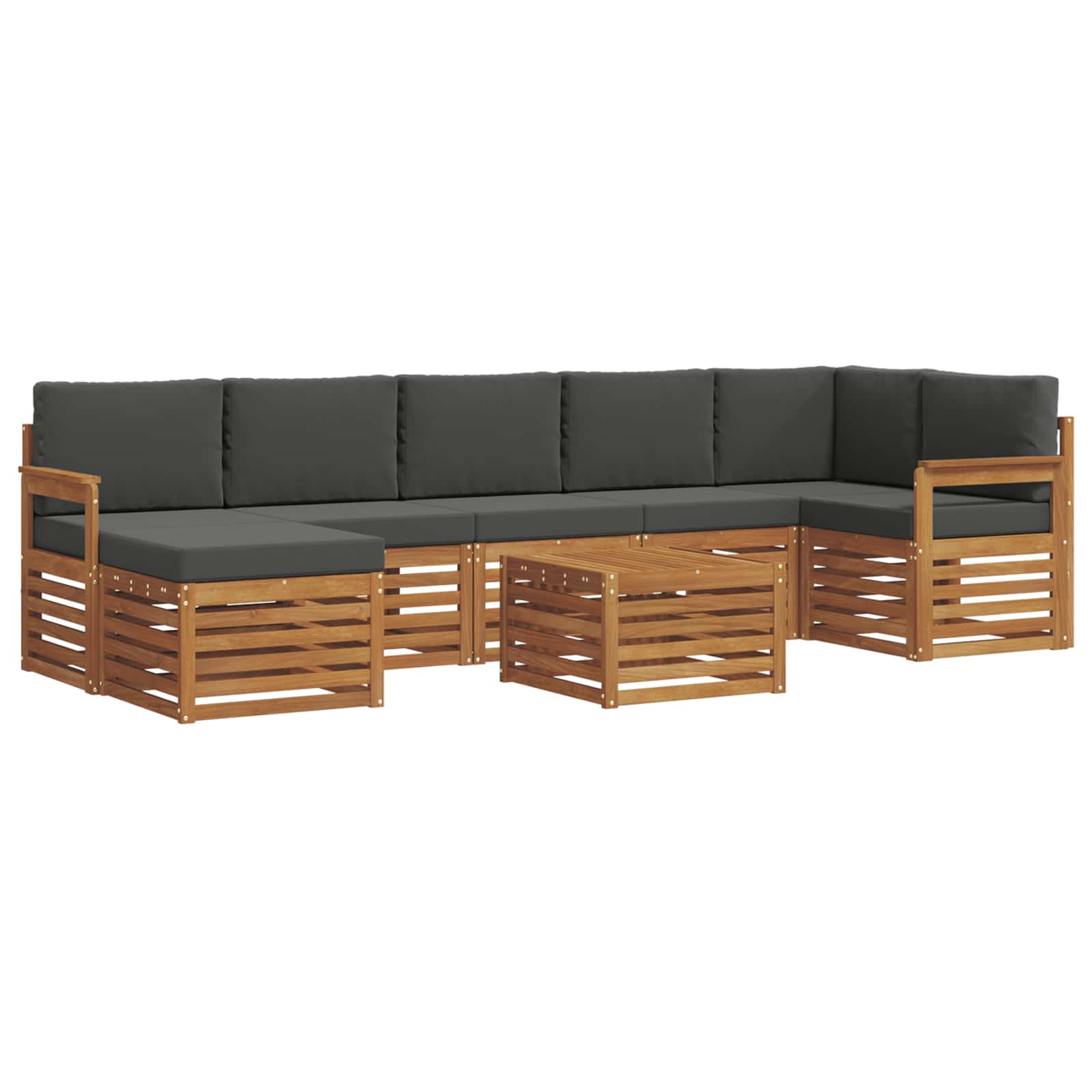 Set vanjskih sofa 8 pcs Prirodna i antracit Čvrsto drvo akacije