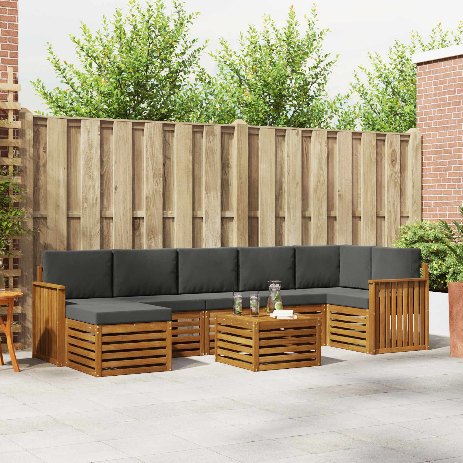 Set vanjskih sofa 8 pcs Prirodna i antracit Čvrsto drvo akacije