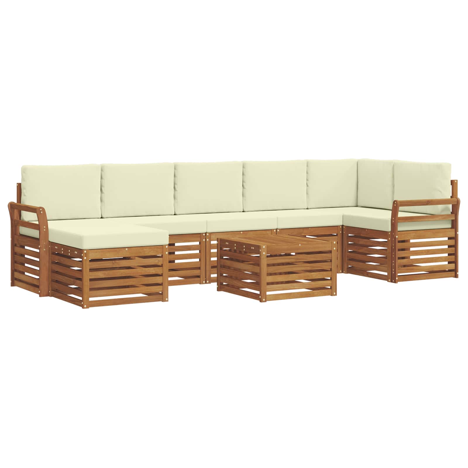 Set vanjskih sofa 8 pcs Prirodna i krem Čvrsto drvo akacije
