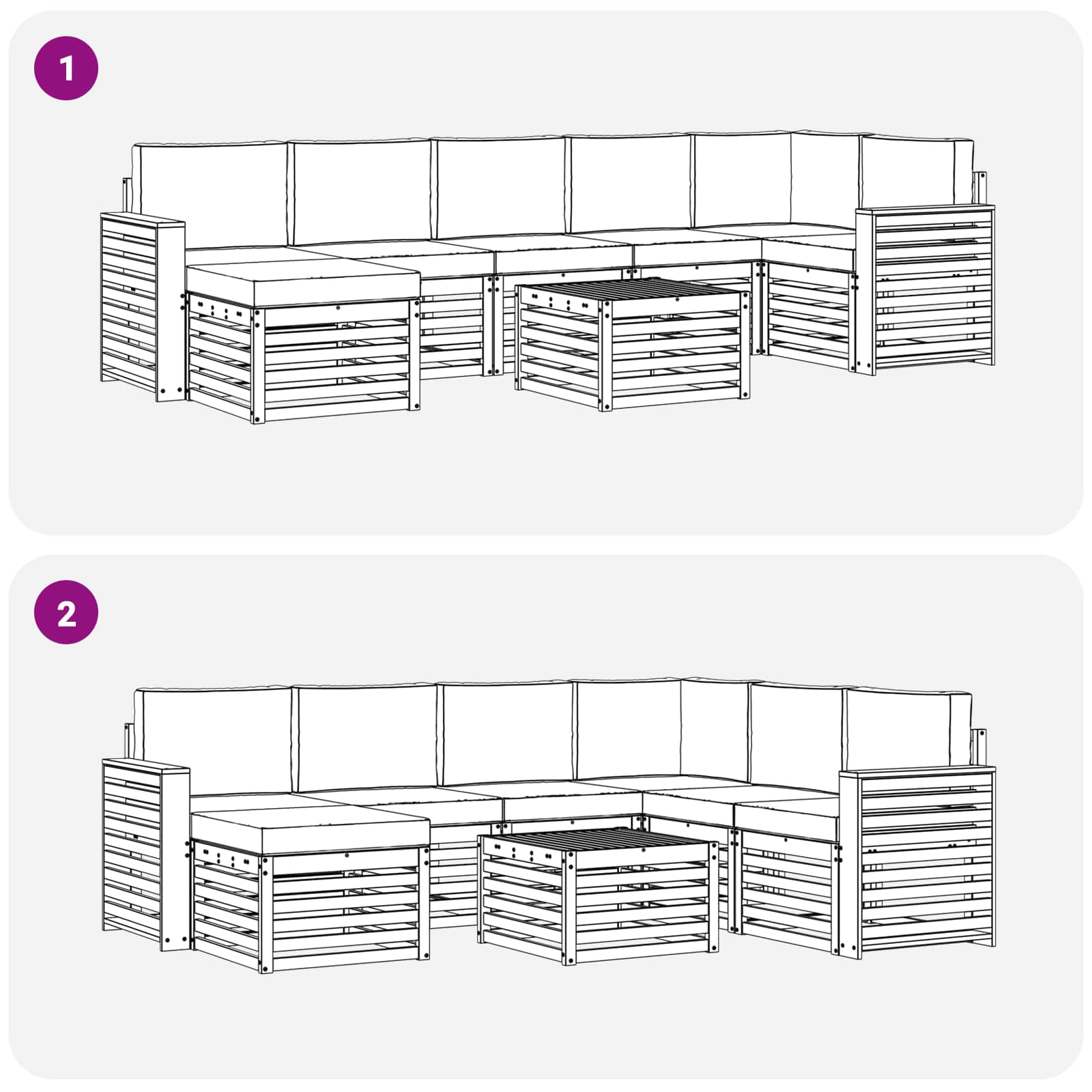 Set vanjskih sofa 8 pcs Prirodna i krem Čvrsto drvo akacije