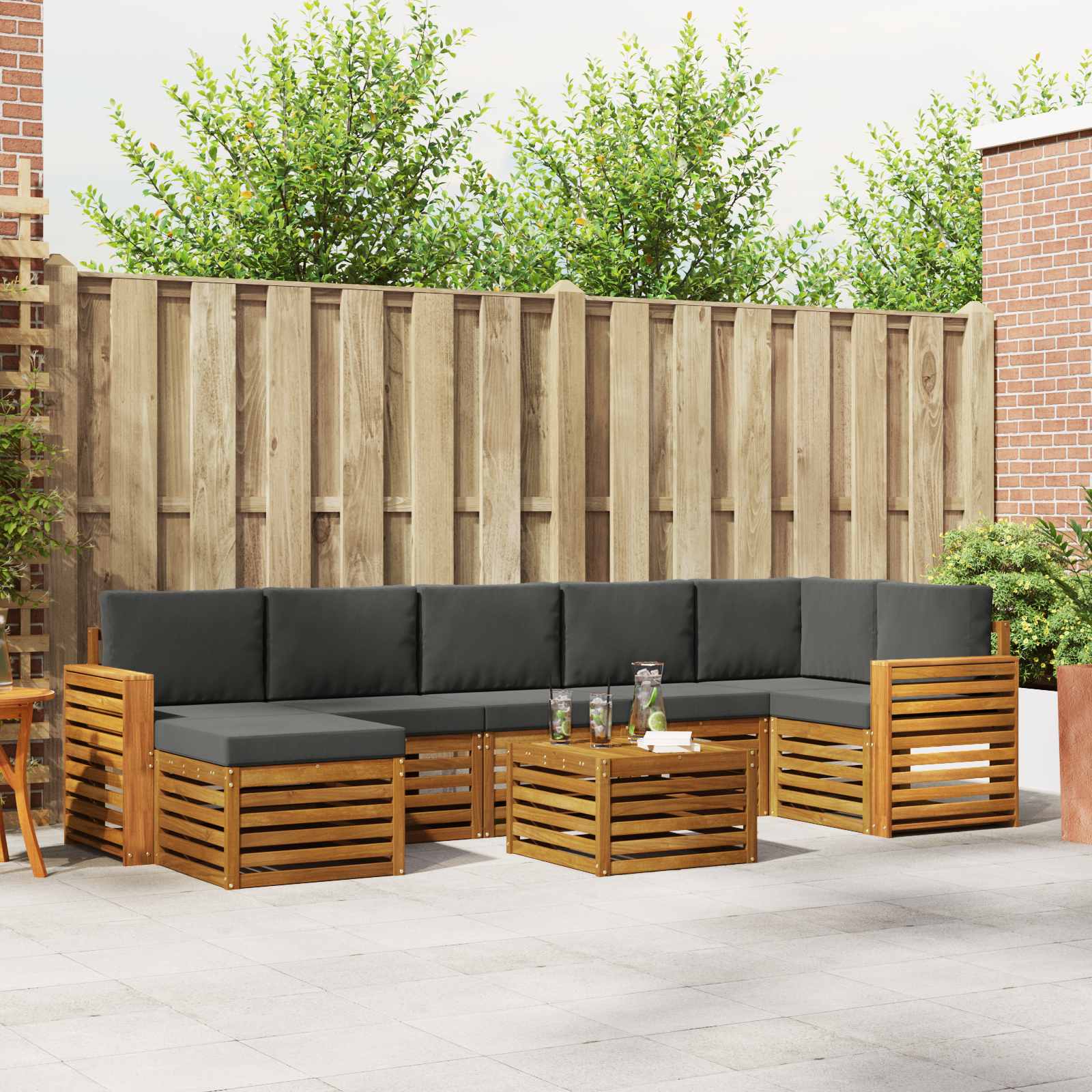 Set vanjskih sofa 8 pcs Prirodna i antracit Čvrsto drvo akacije