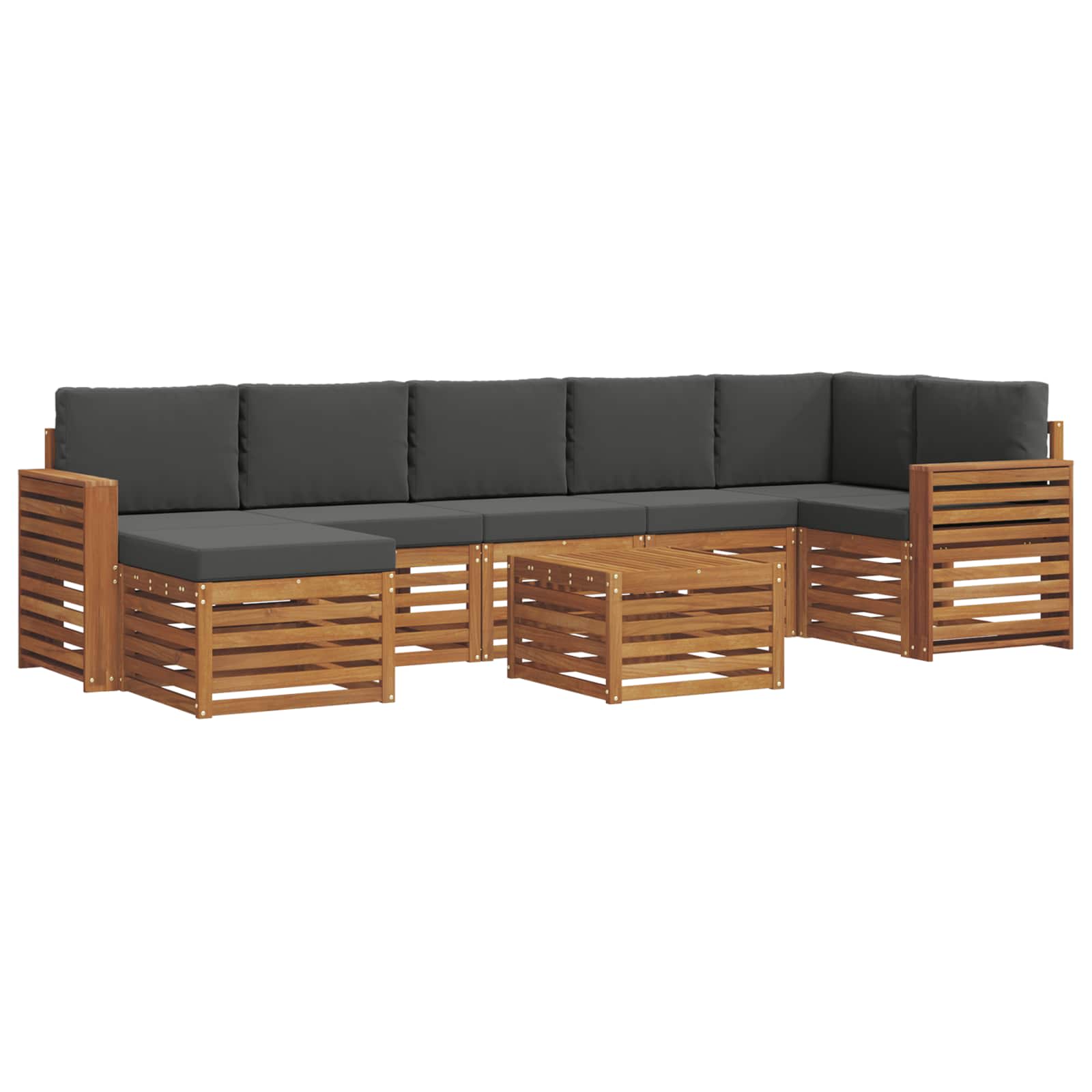 Set vanjskih sofa 8 pcs Prirodna i antracit Čvrsto drvo akacije