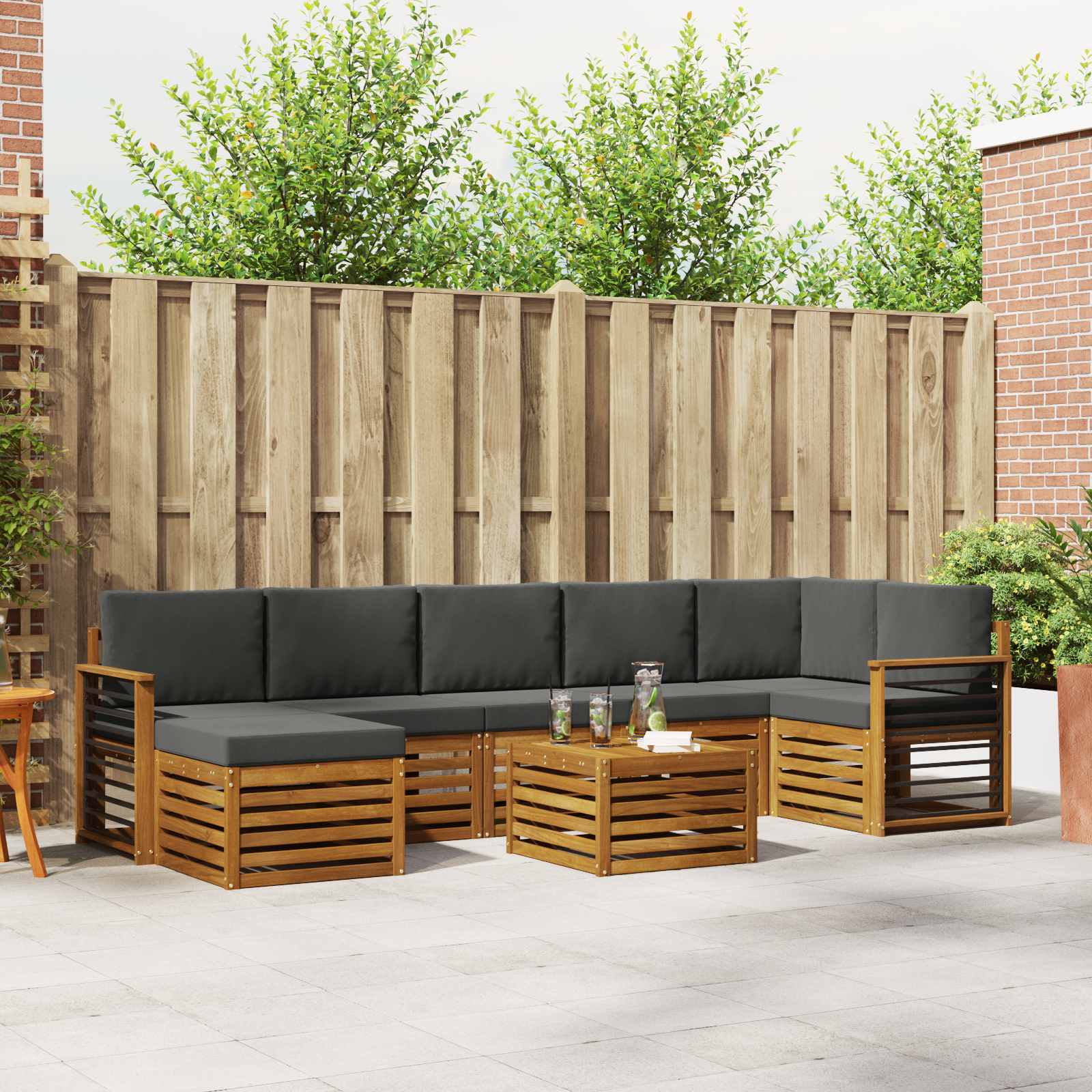 Set vanjskih sofa 8 pcs Prirodna i antracit Čvrsto drvo akacije