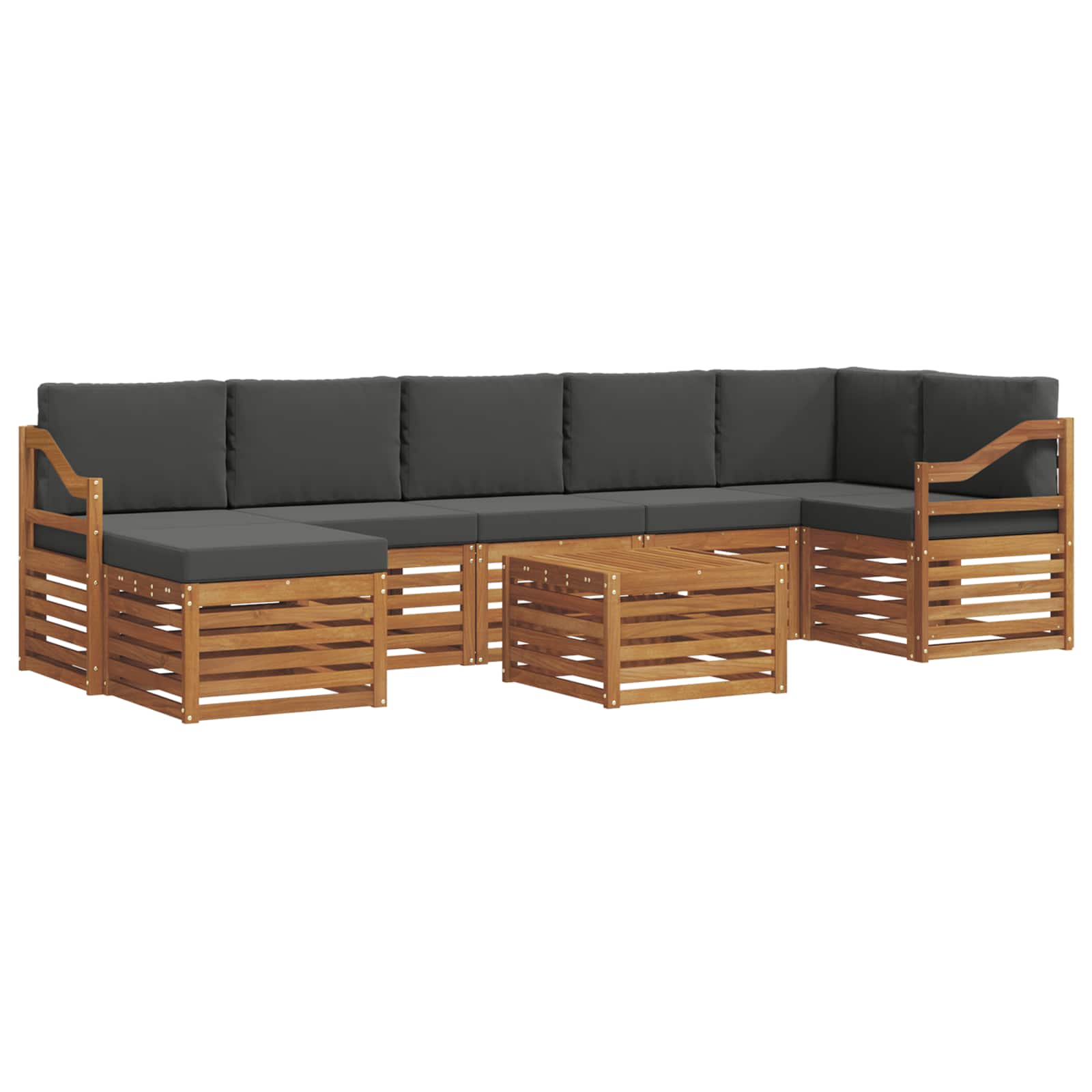 Set vanjskih sofa 8 pcs Prirodna i antracit Čvrsto drvo akacije