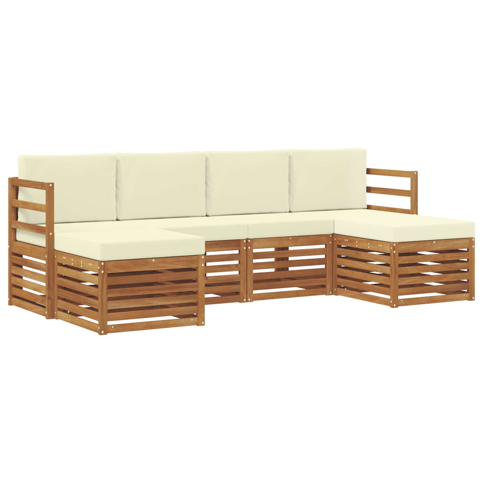 Setovi sofa 6 pcs Prirodna i krem Čvrsto drvo akacije