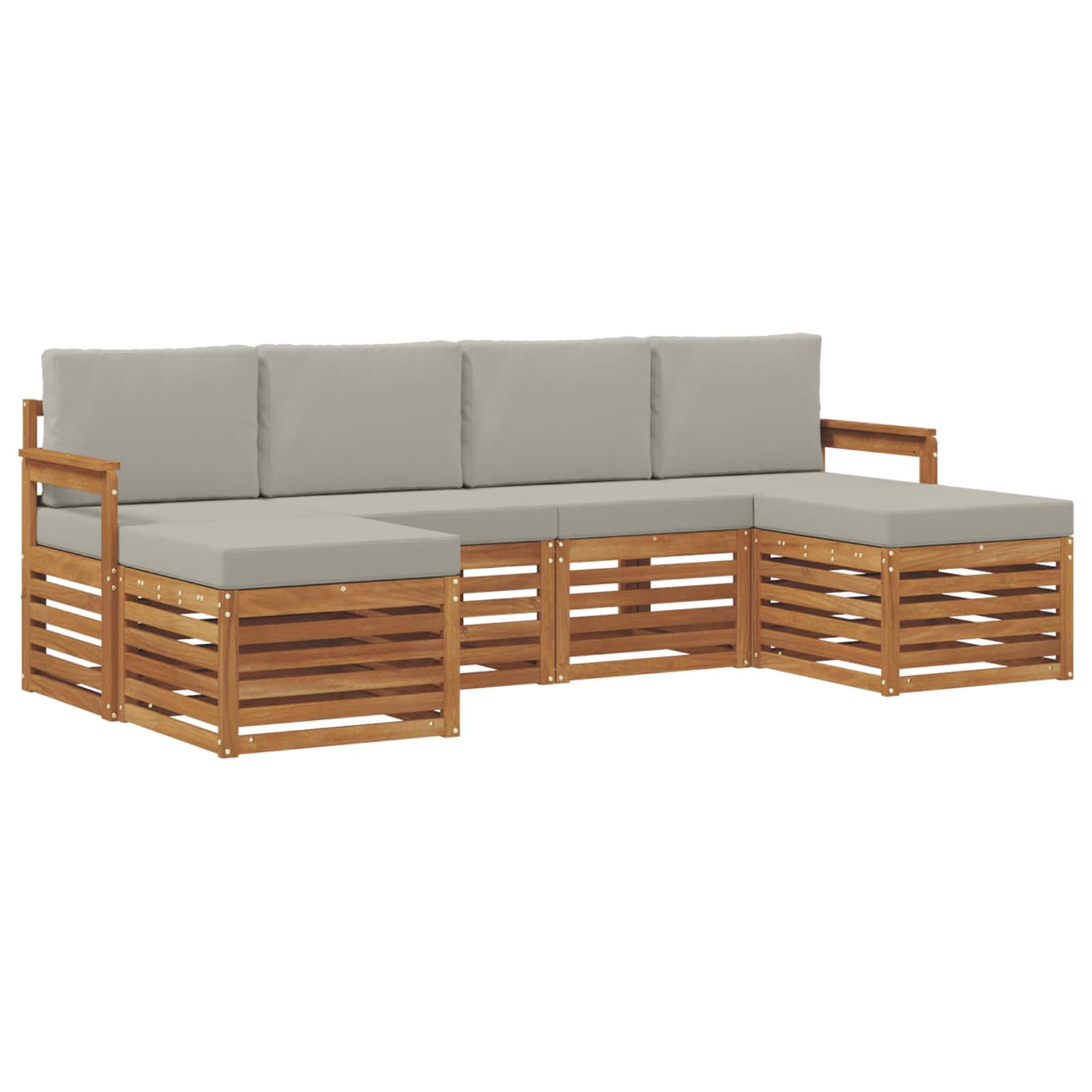 Setovi sofa 6 pcs Prirodna i svijetlo siva Čvrsto drvo akacije