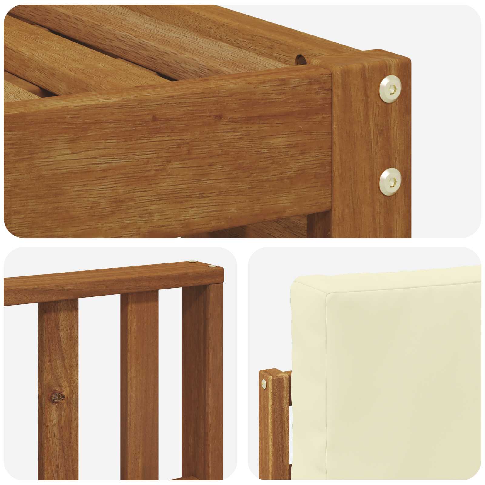 Setovi sofa 6 pcs Prirodna i krem Čvrsto drvo akacije