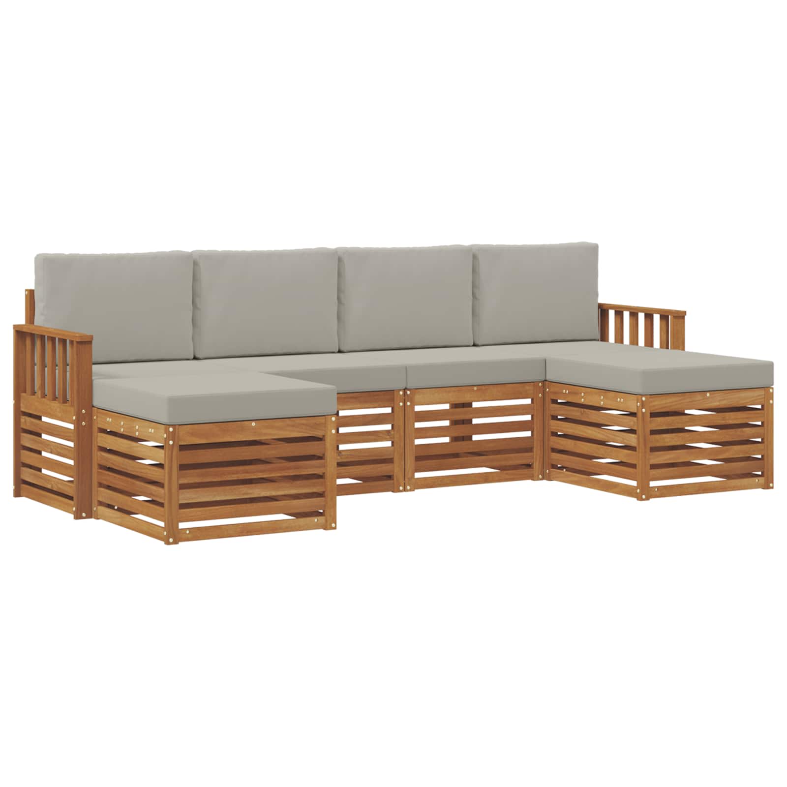 Setovi sofa 6 pcs Prirodna i svijetlo siva Čvrsto drvo akacije