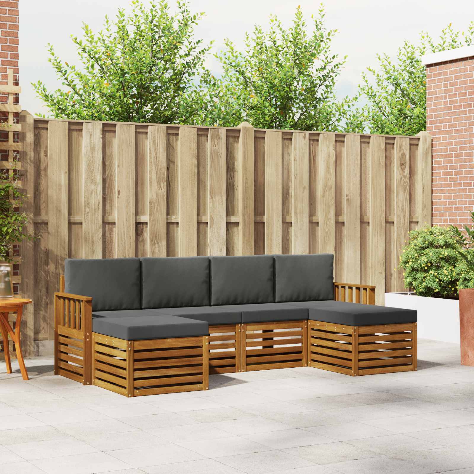 Setovi sofa 6 pcs Prirodna i antracit Čvrsto drvo akacije