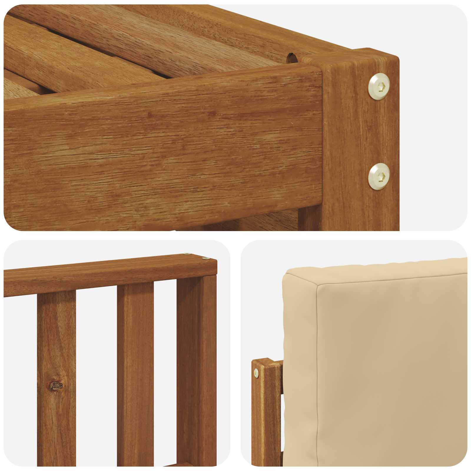 Setovi sofa s jastukom 6 pcs Prirodna i bež Čvrsto drvo akacije