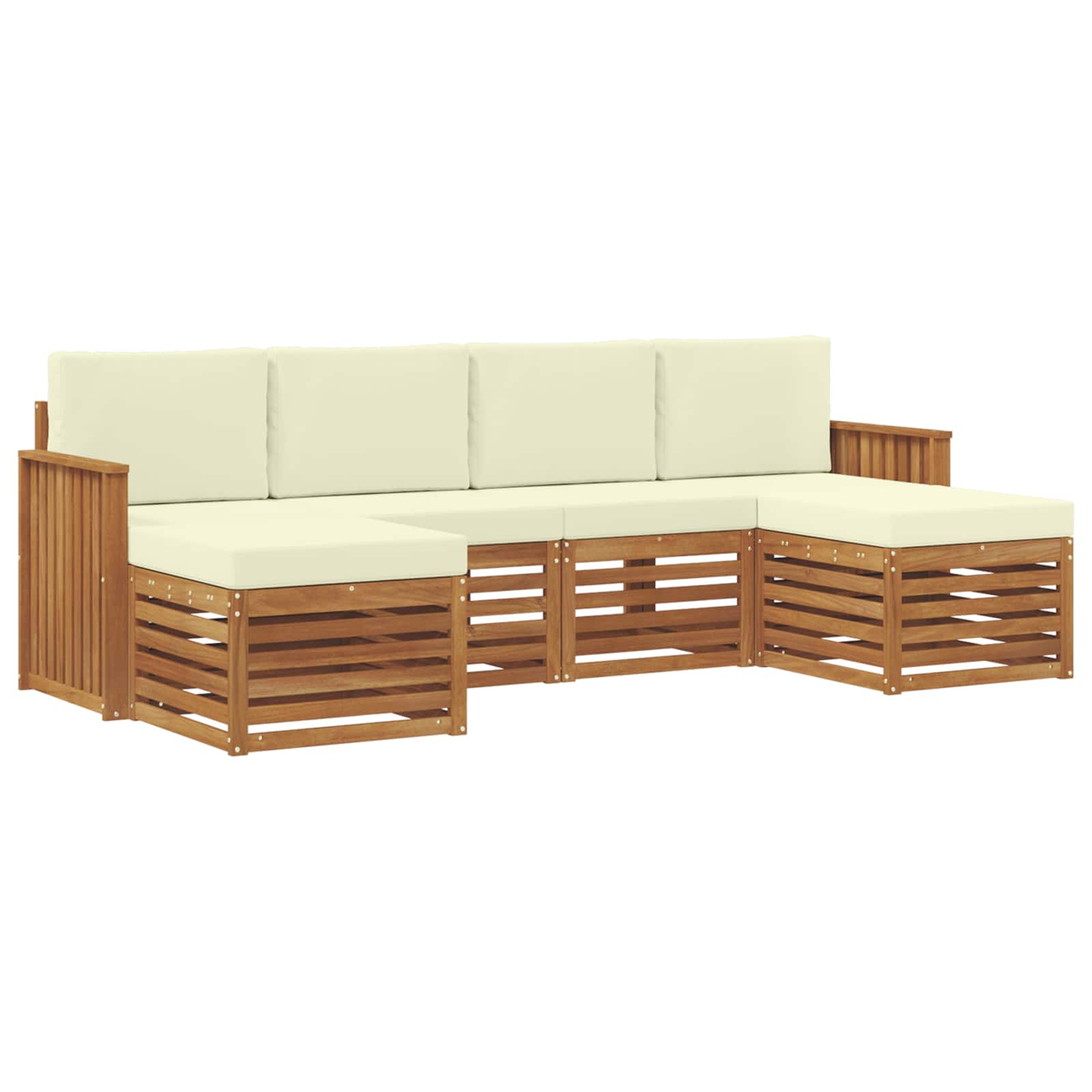 Setovi sofa 6 pcs Prirodna i krem Čvrsto drvo akacije