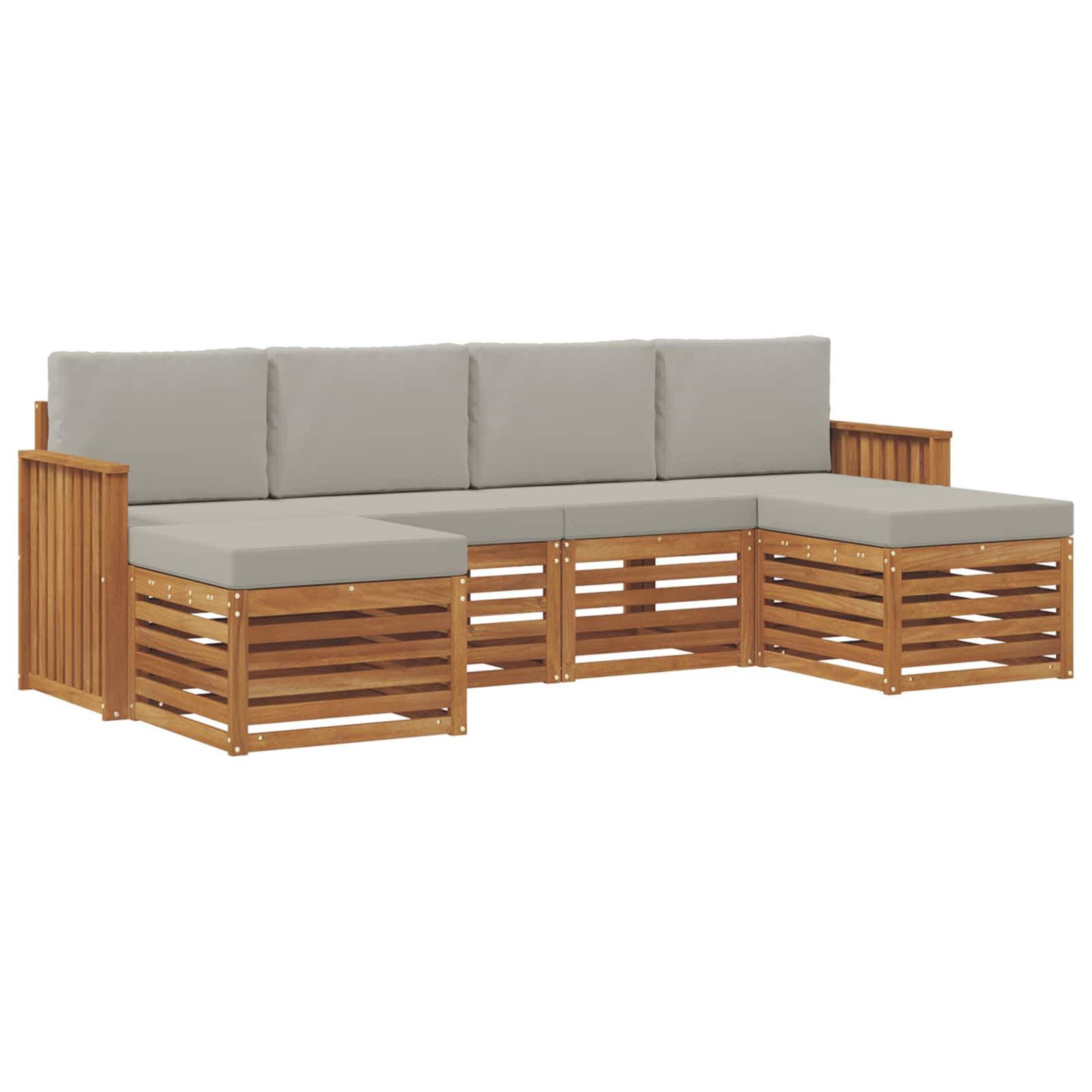 Setovi sofa 6 pcs Prirodna i svijetlo siva Čvrsto drvo akacije