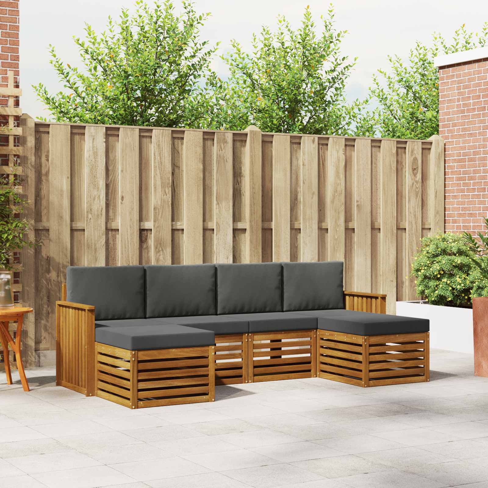 Setovi sofa 6 pcs Prirodna i antracit Čvrsto drvo akacije