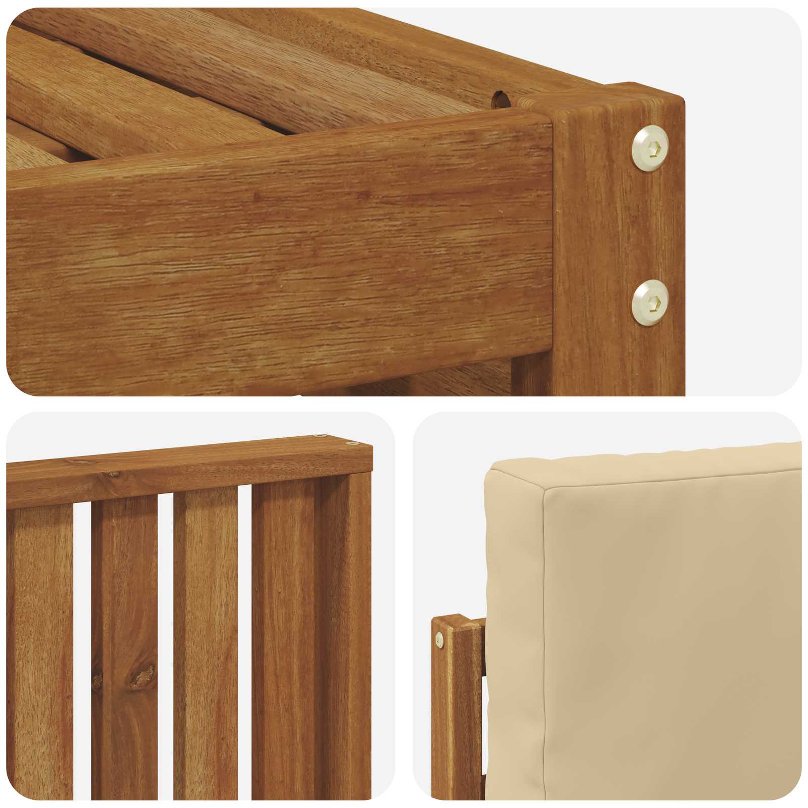 Setovi sofa s jastukom 6 pcs Prirodna i bež Čvrsto drvo akacije