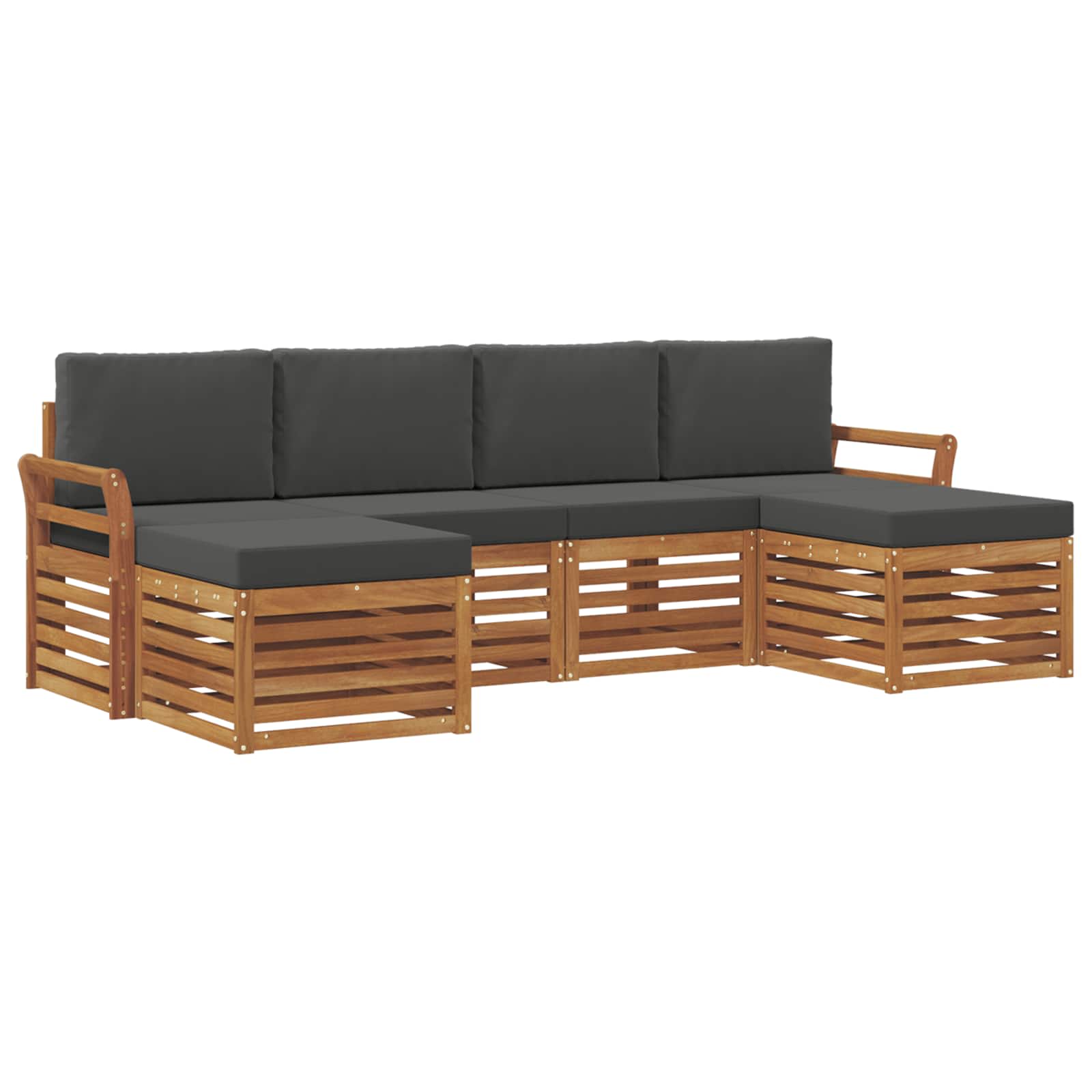 Setovi sofa 6 pcs Prirodna i antracit Čvrsto drvo akacije