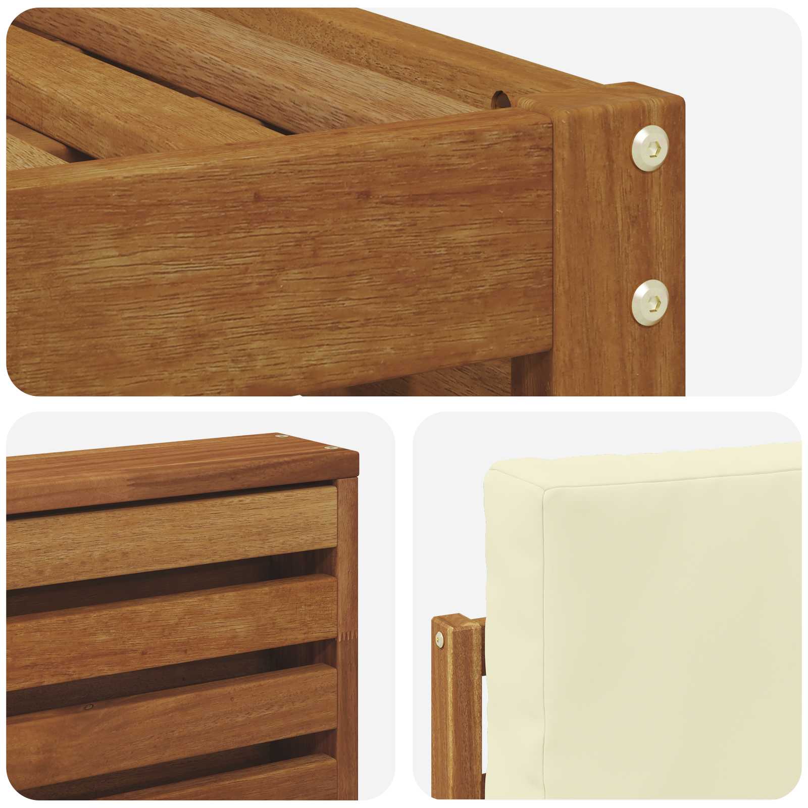 Setovi sofa 6 pcs Prirodna i krem Čvrsto drvo akacije