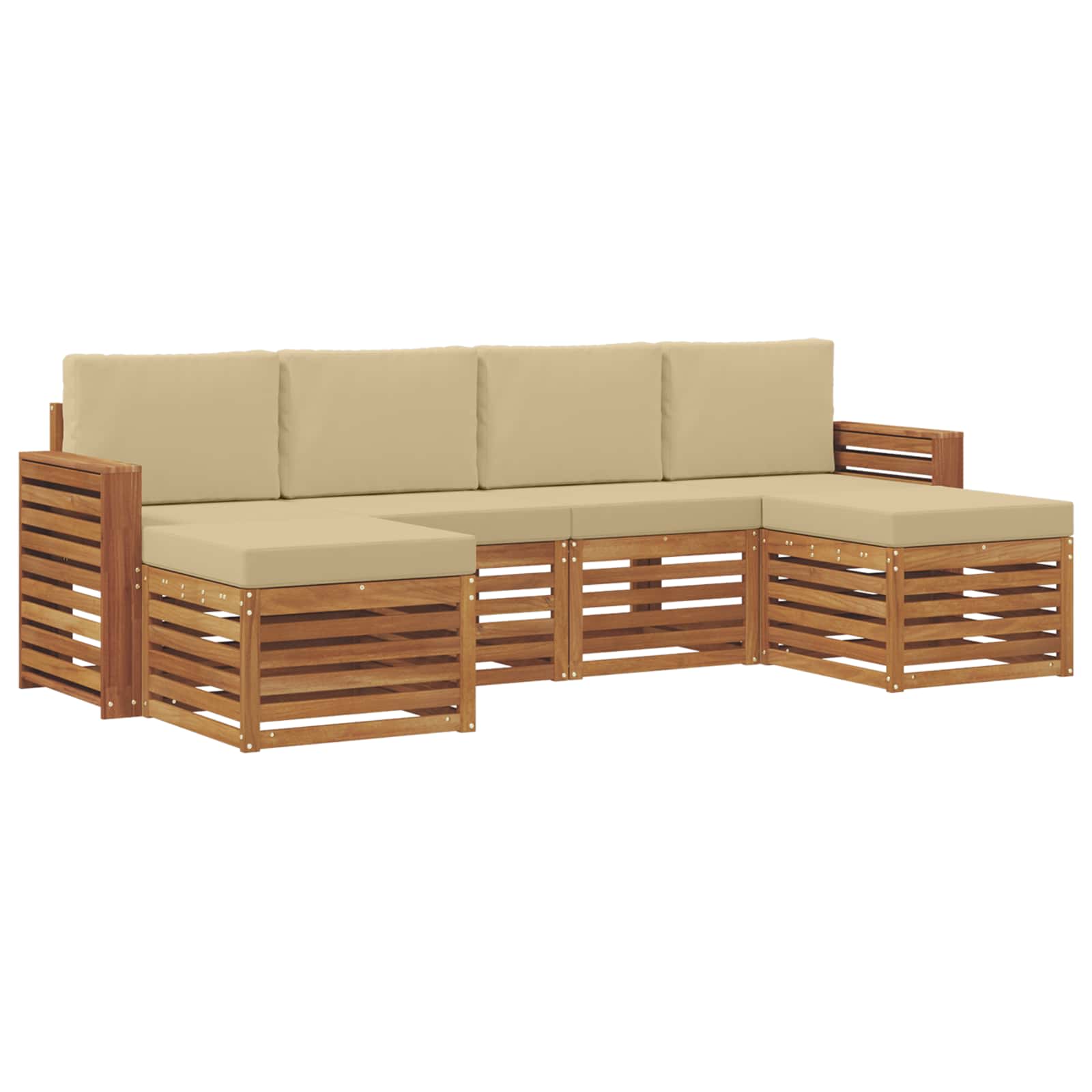 Setovi sofa s jastukom 6 pcs Prirodna i bež Čvrsto drvo akacije