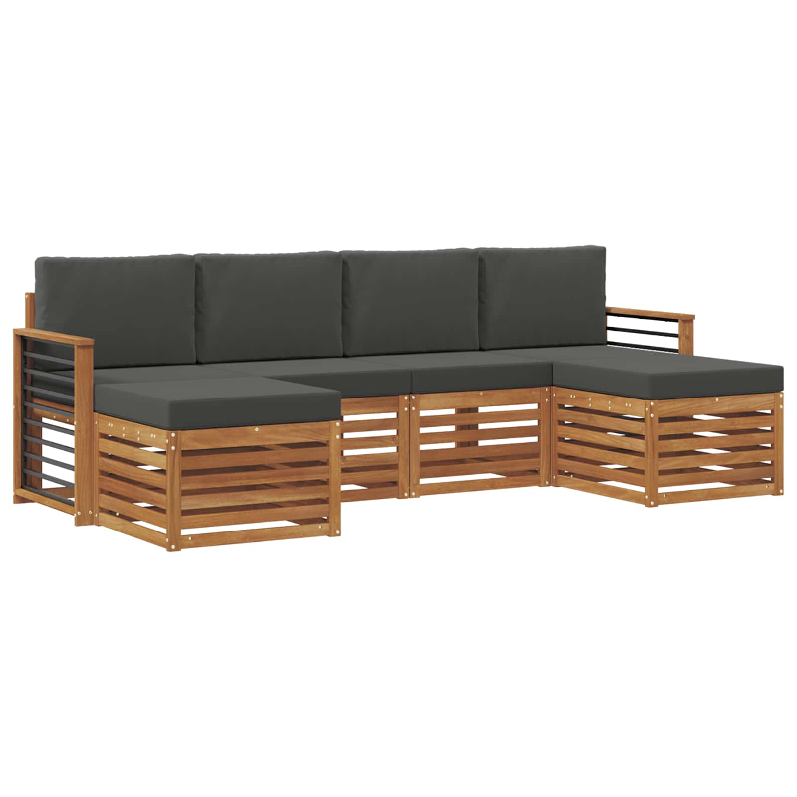 Setovi sofa 6 pcs Prirodna i antracit Čvrsto drvo akacije