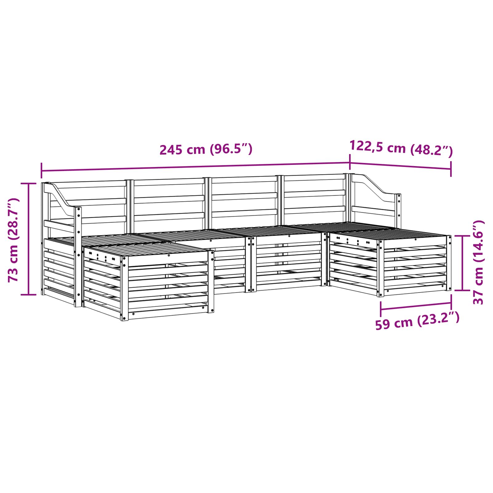 Setovi sofa 6 pcs Prirodna Čvrsto drvo akacije