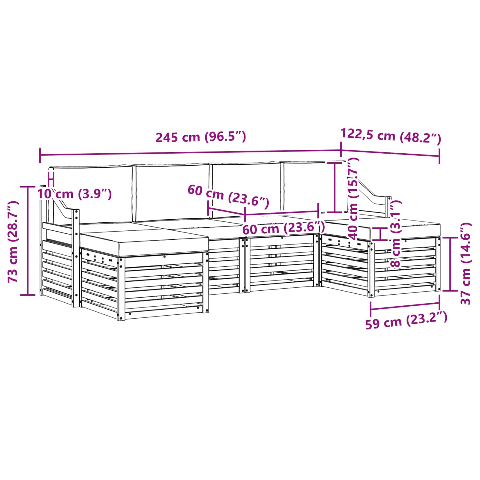 Setovi sofa 6 pcs Prirodna i antracit Čvrsto drvo akacije
