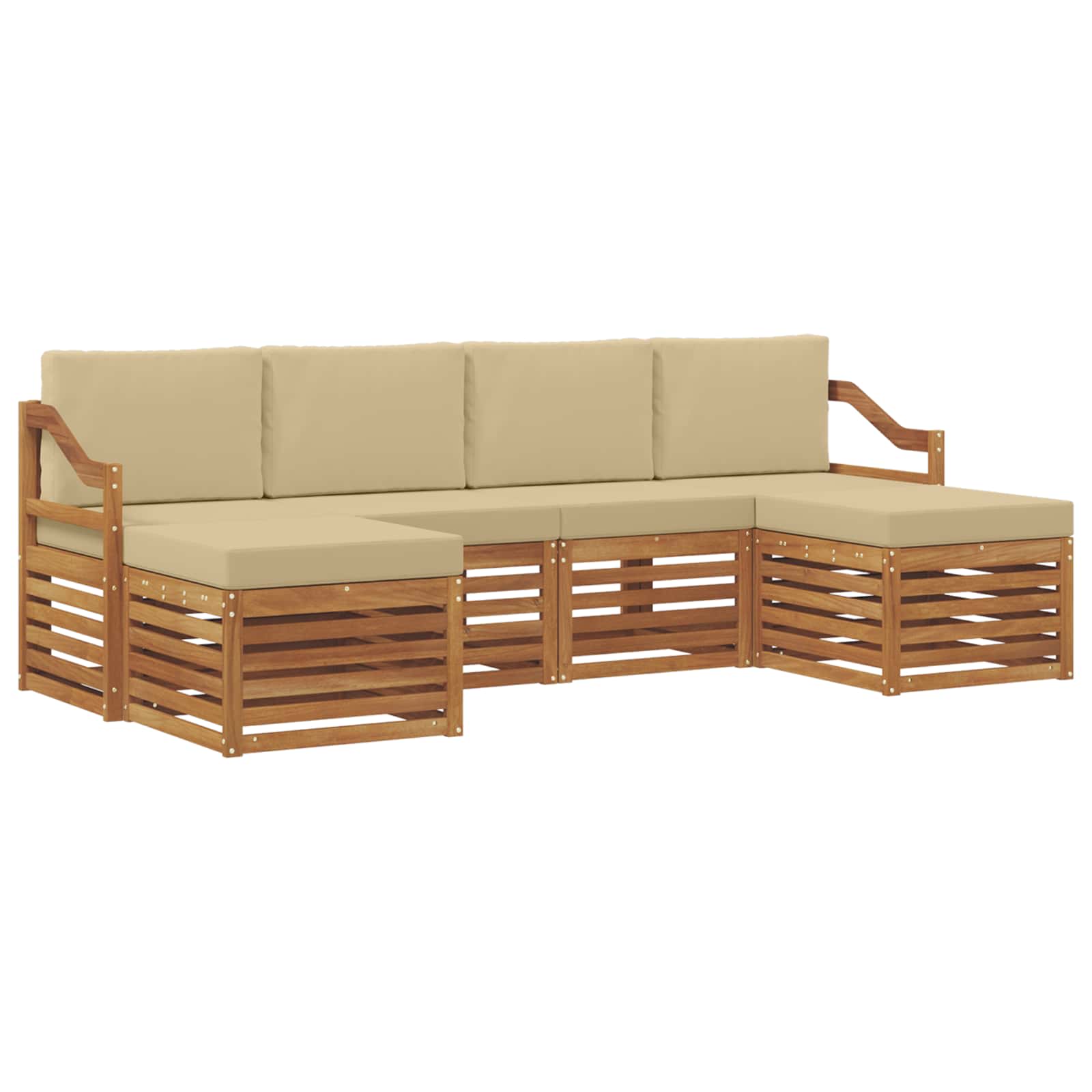 Setovi sofa s jastukom 6 pcs Prirodna i bež Čvrsto drvo akacije