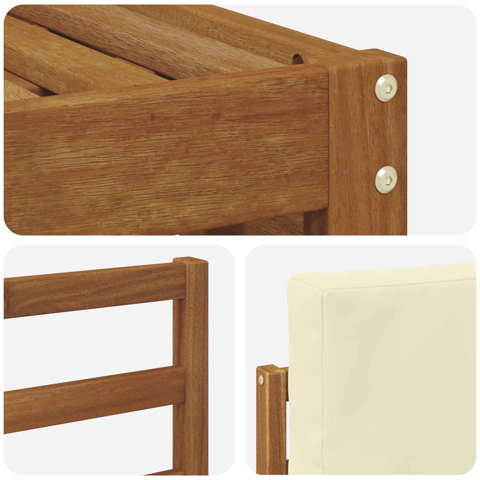 Set vanjskih sofa 8 pcs Prirodna i krem Čvrsto drvo akacije