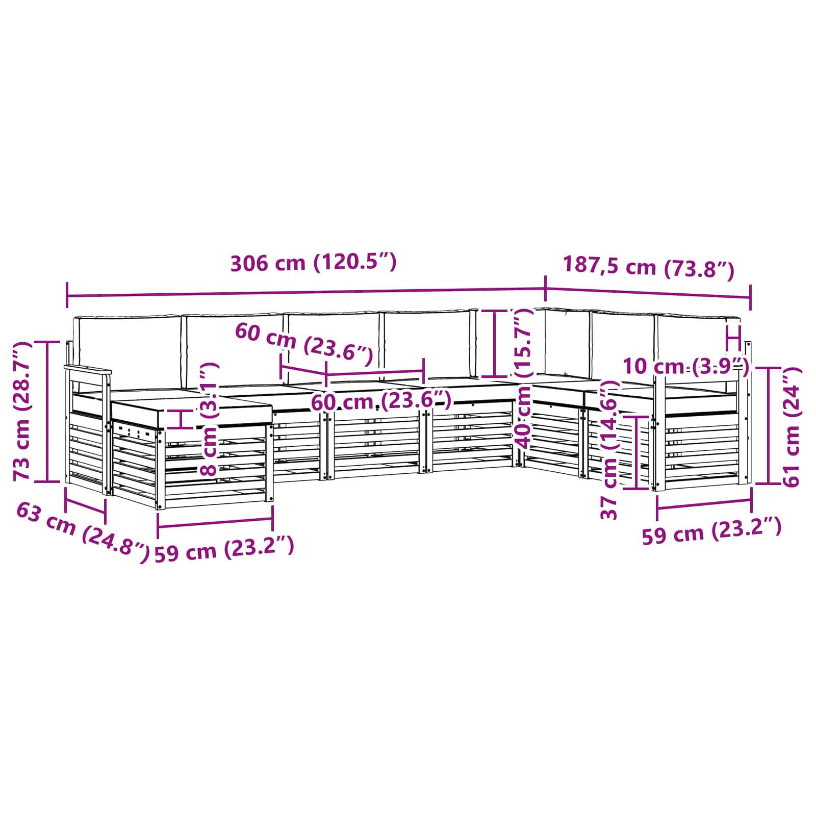 Set vanjskih sofa 8 pcs Prirodna i antracit Čvrsto drvo akacije