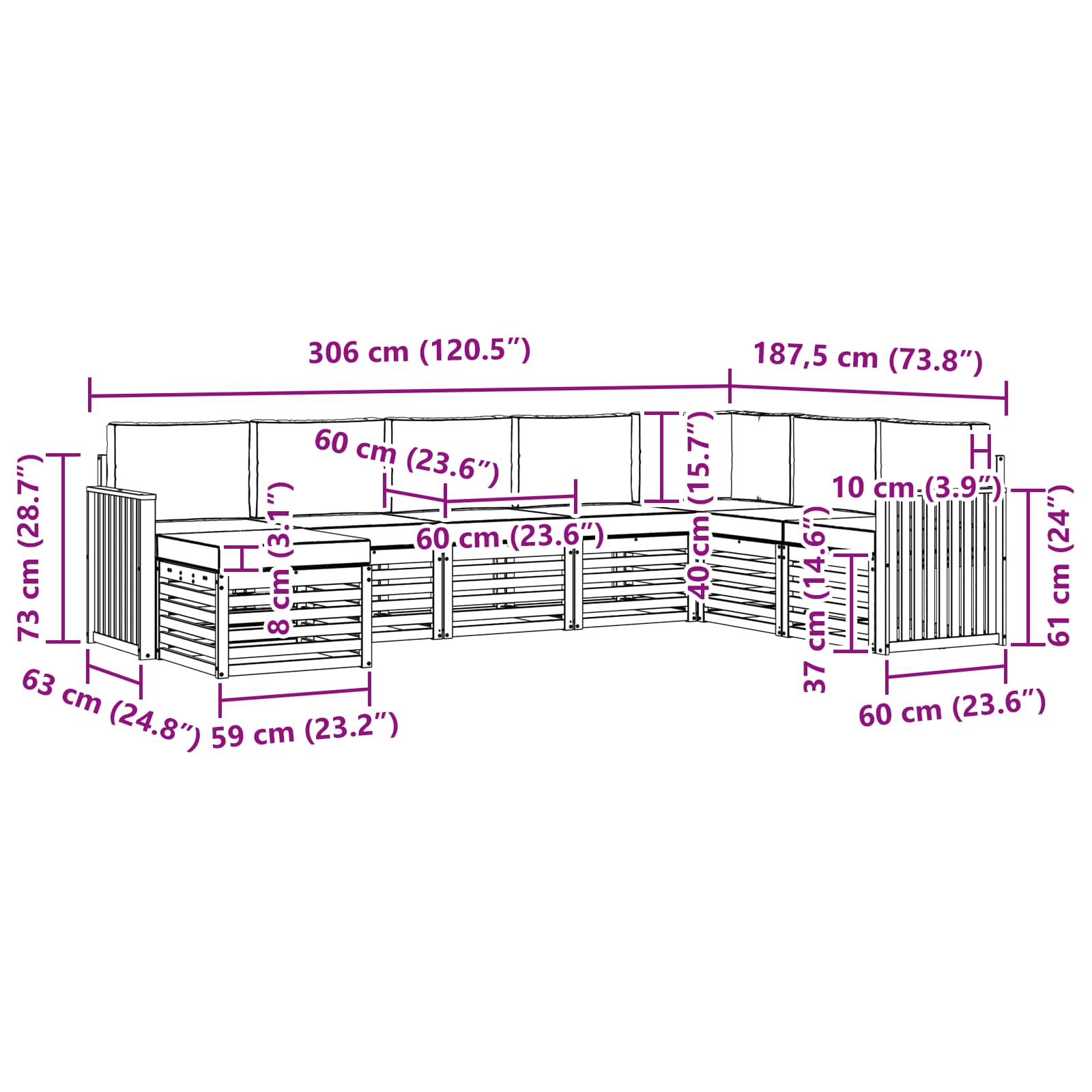 Set vanjskih sofa 8 pcs Prirodna i antracit Čvrsto drvo akacije