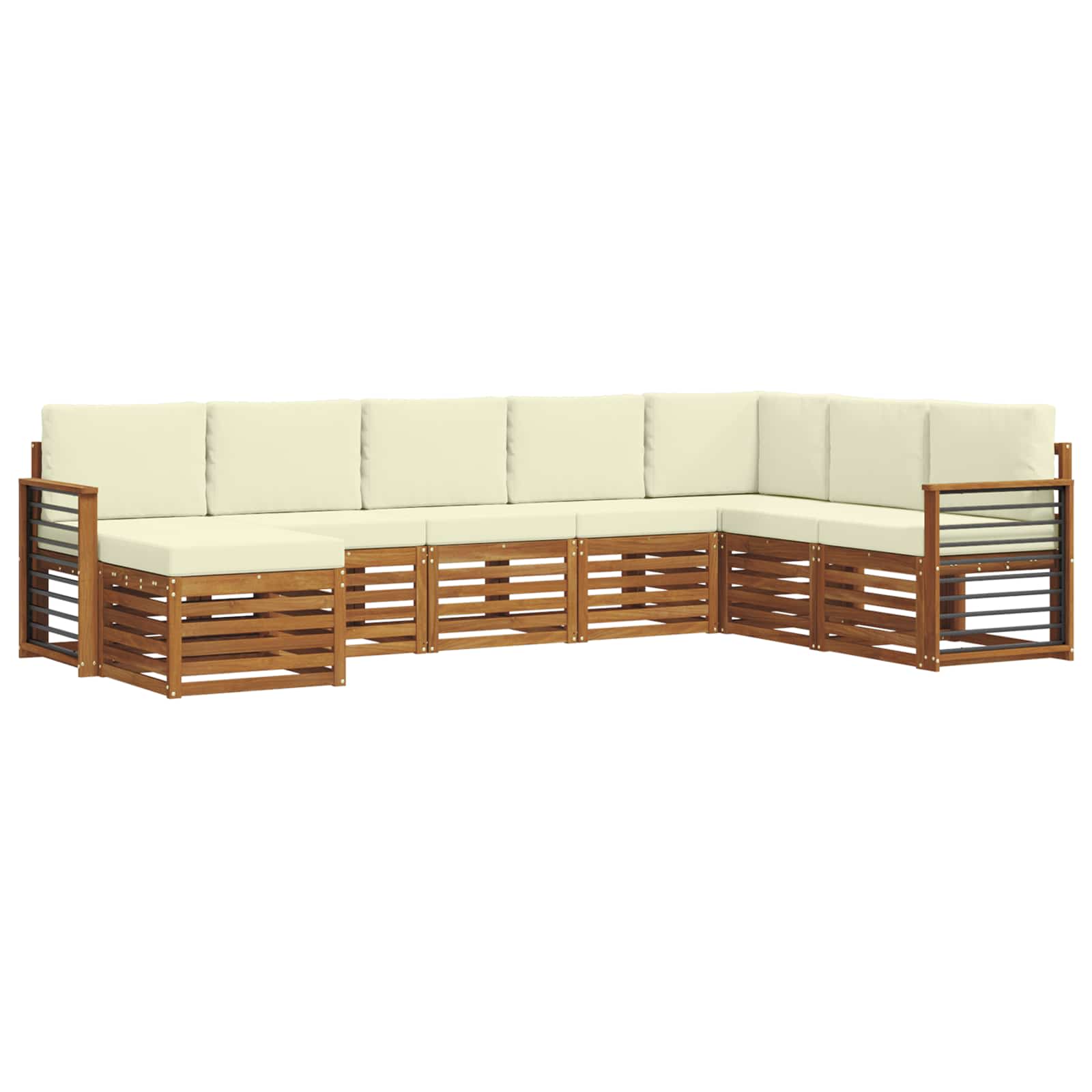 Set vanjskih sofa 8 pcs Prirodna i krem Čvrsto drvo akacije