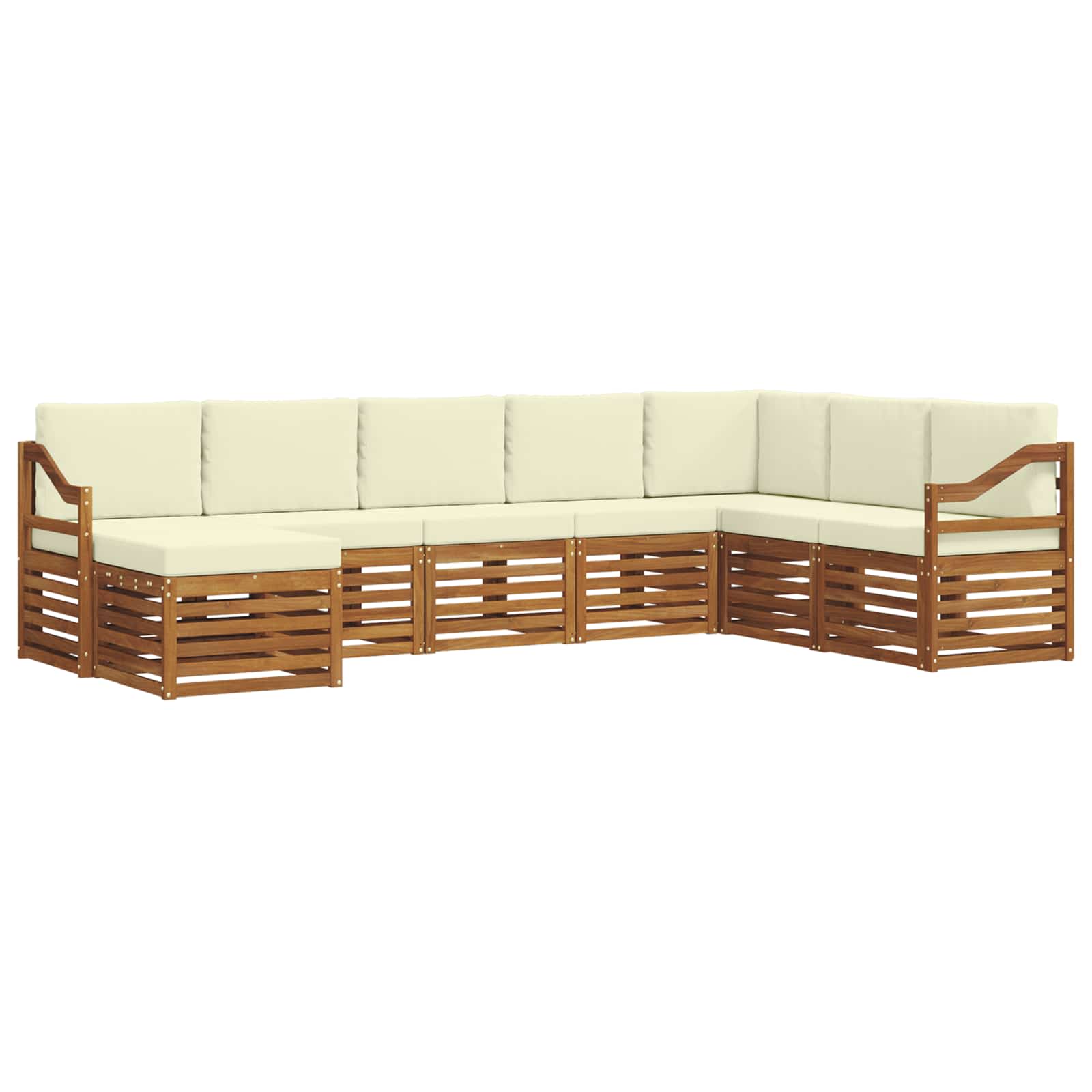Set vanjskih sofa 8 pcs Prirodna i krem Čvrsto drvo akacije