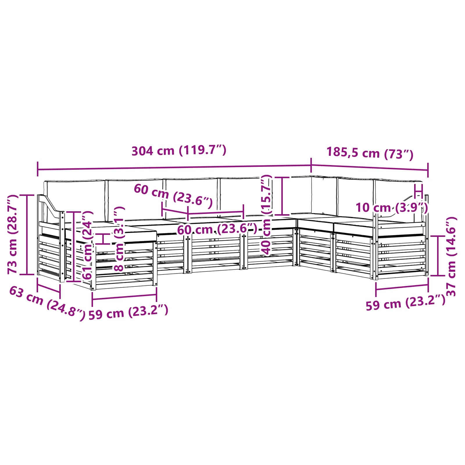 Set vanjskih sofa 8 pcs Prirodna i bež Čvrsto drvo akacije
