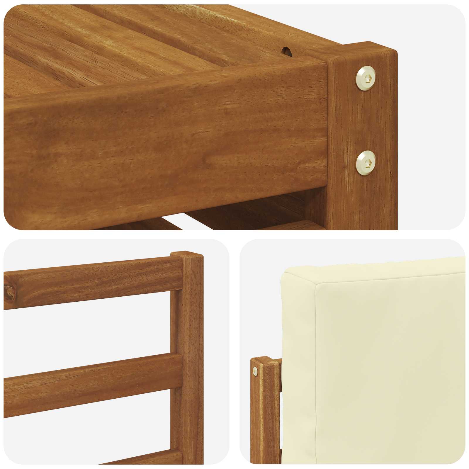 Set vanjskih sofa 9 pcs Prirodna i krem Čvrsto drvo akacije