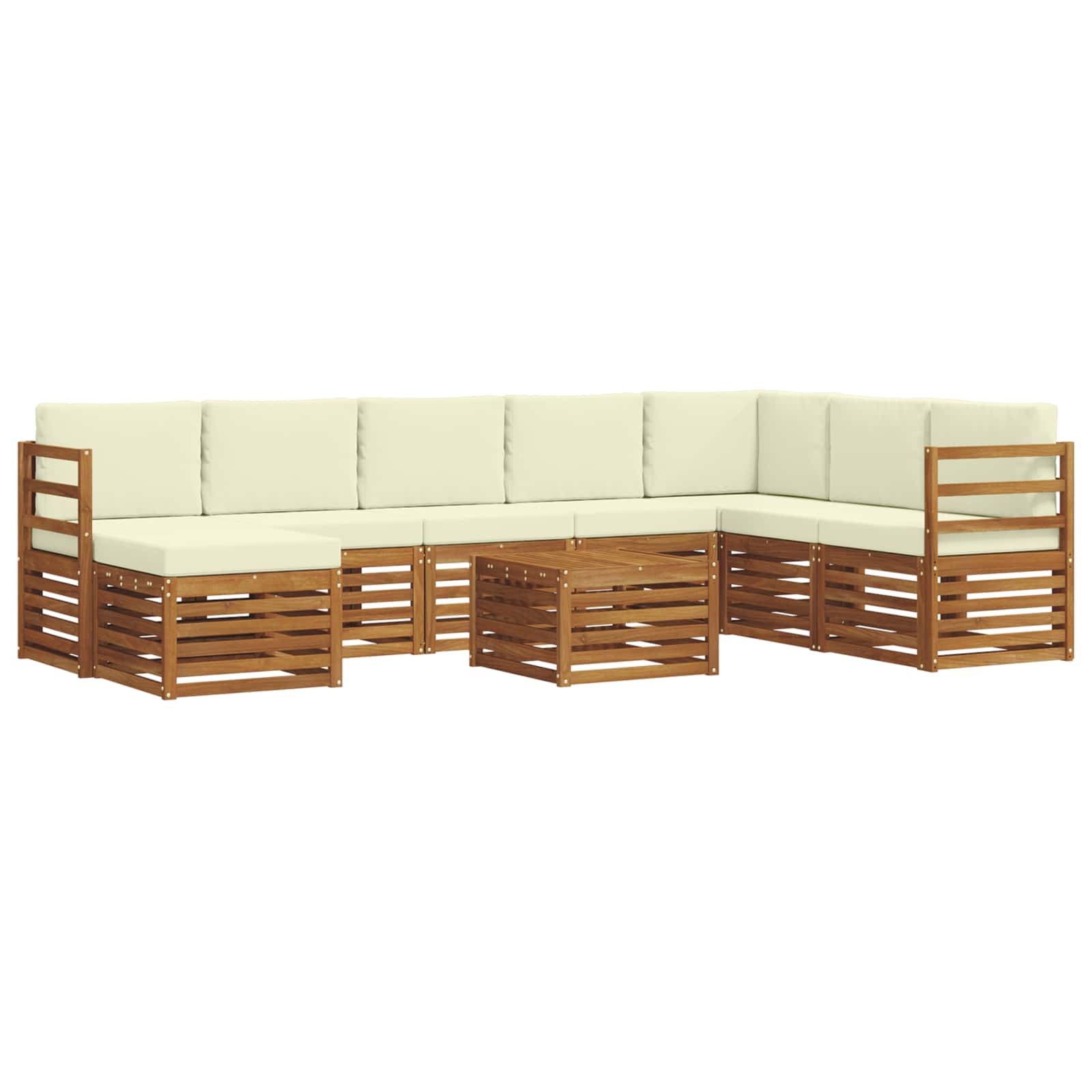 Set vanjskih sofa 9 pcs Prirodna i krem Čvrsto drvo akacije