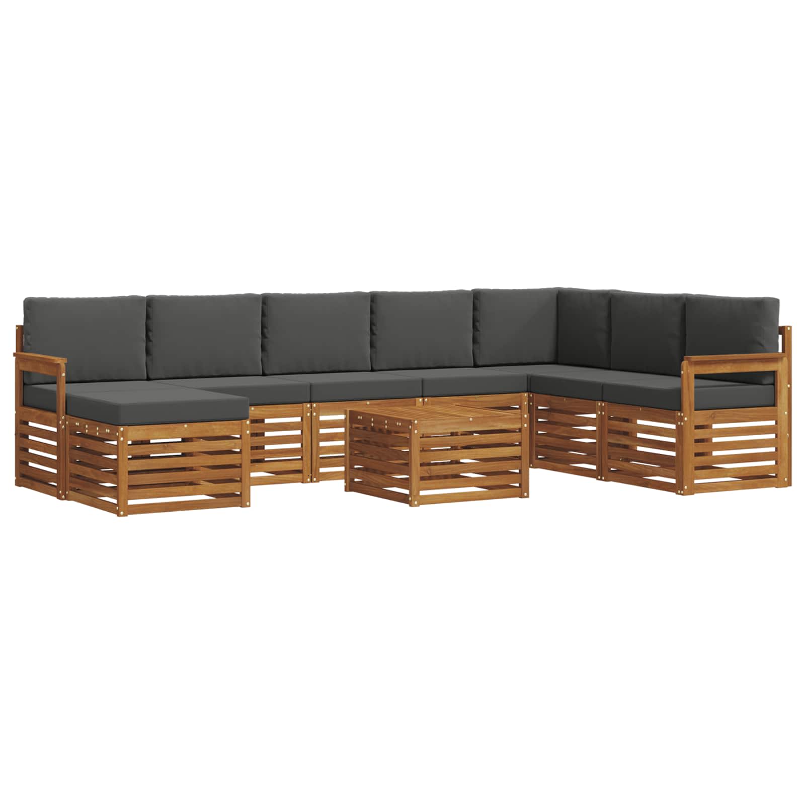 Set vanjskih sofa 9 pcs Prirodna i antracit Čvrsto drvo akacije
